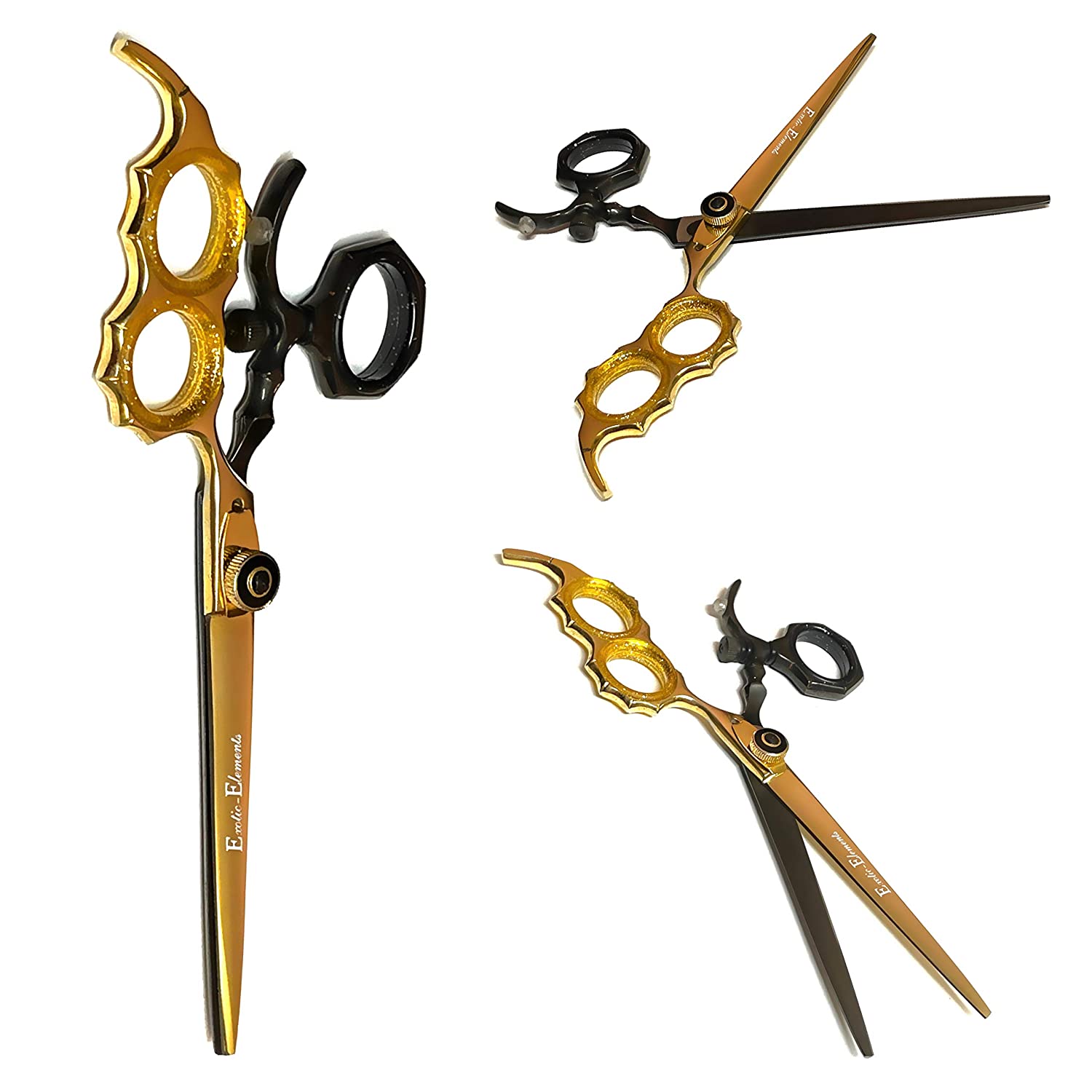 Gold and Black Hair Cutting Shears - Barbershop Beauty Salon Professional Scissors for All Hair Type