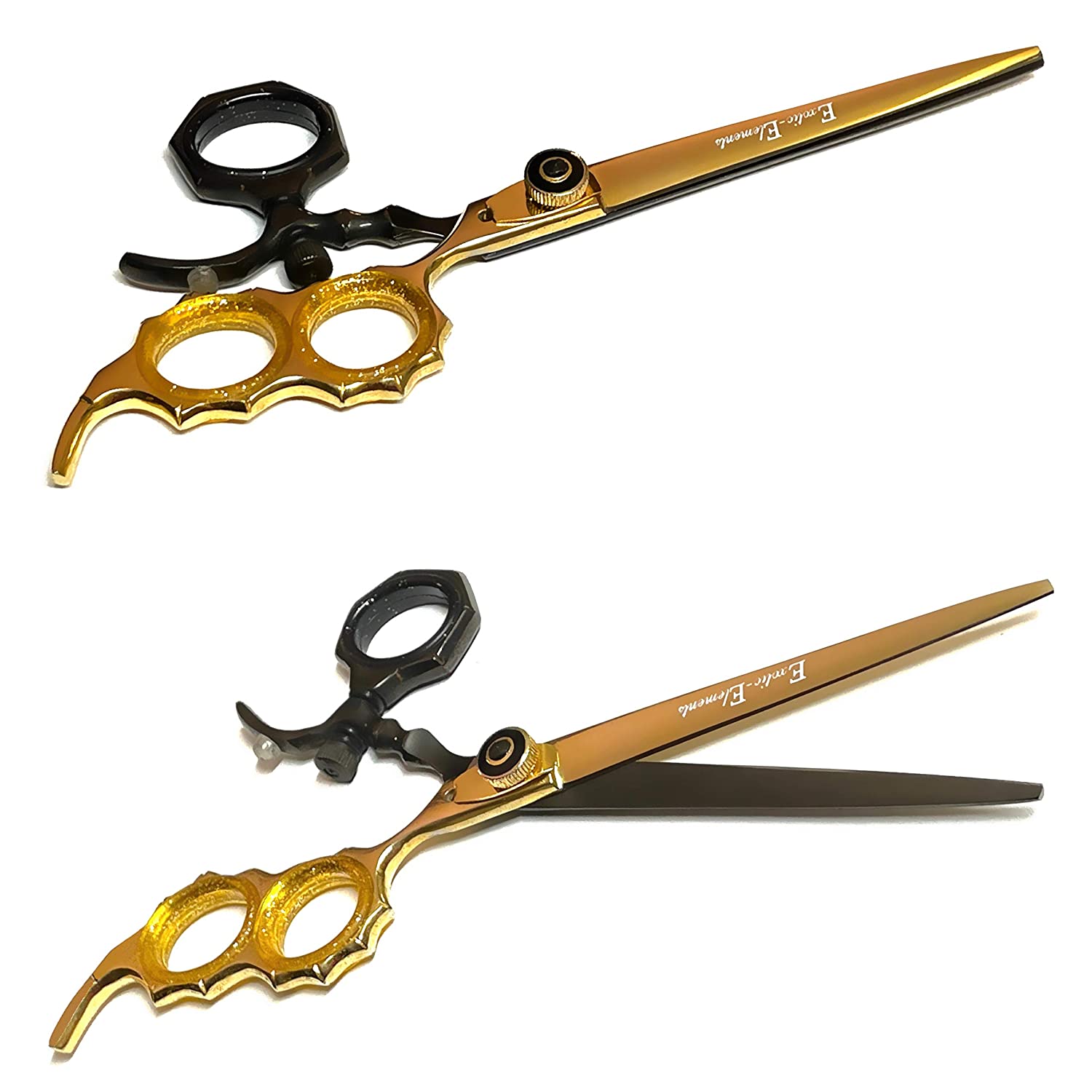 Gold and Black Hair Cutting Shears - Barbershop Beauty Salon Professional Scissors for All Hair Type