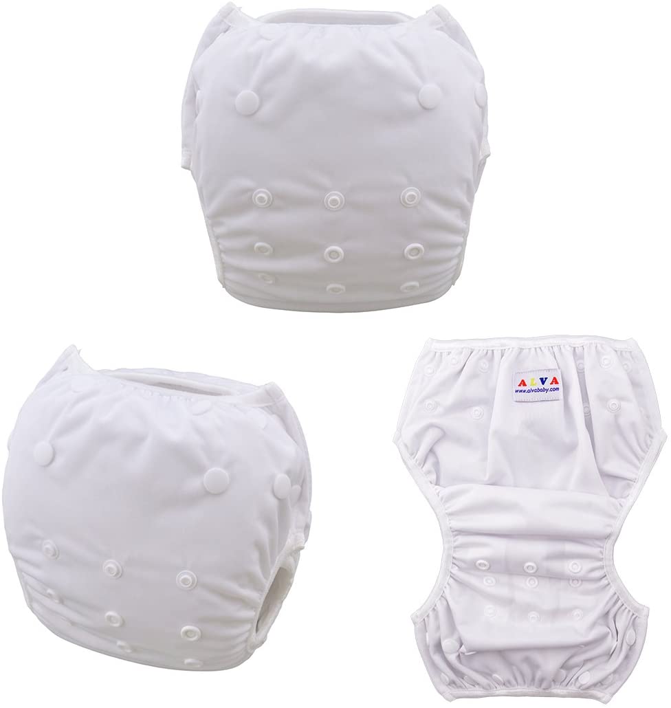 ALVABABY Baby Swim Diapers 2pcs One Size Reuseable Washable & Adjustable for Swimming Lesson & Baby