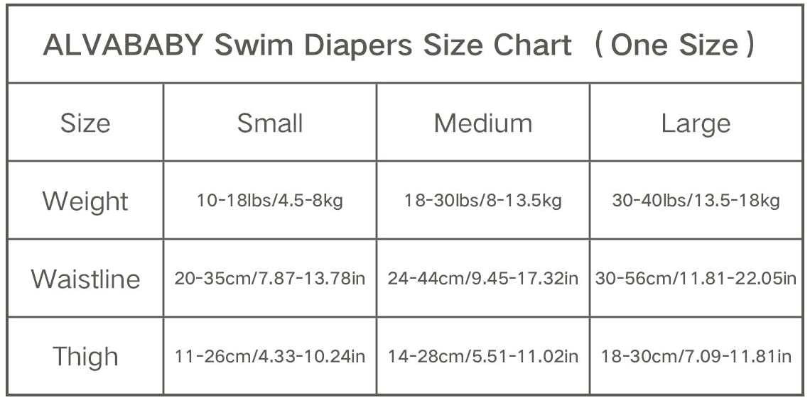 ALVABABY Baby Swim Diapers 2pcs One Size Reuseable Washable & Adjustable for Swimming Lesson & Baby