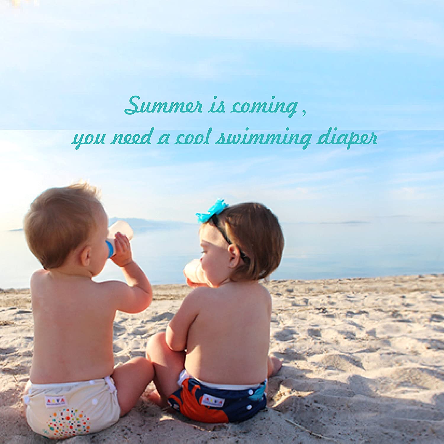 ALVABABY Baby Swim Diapers 2pcs One Size Reuseable Washable & Adjustable for Swimming Lesson & Baby