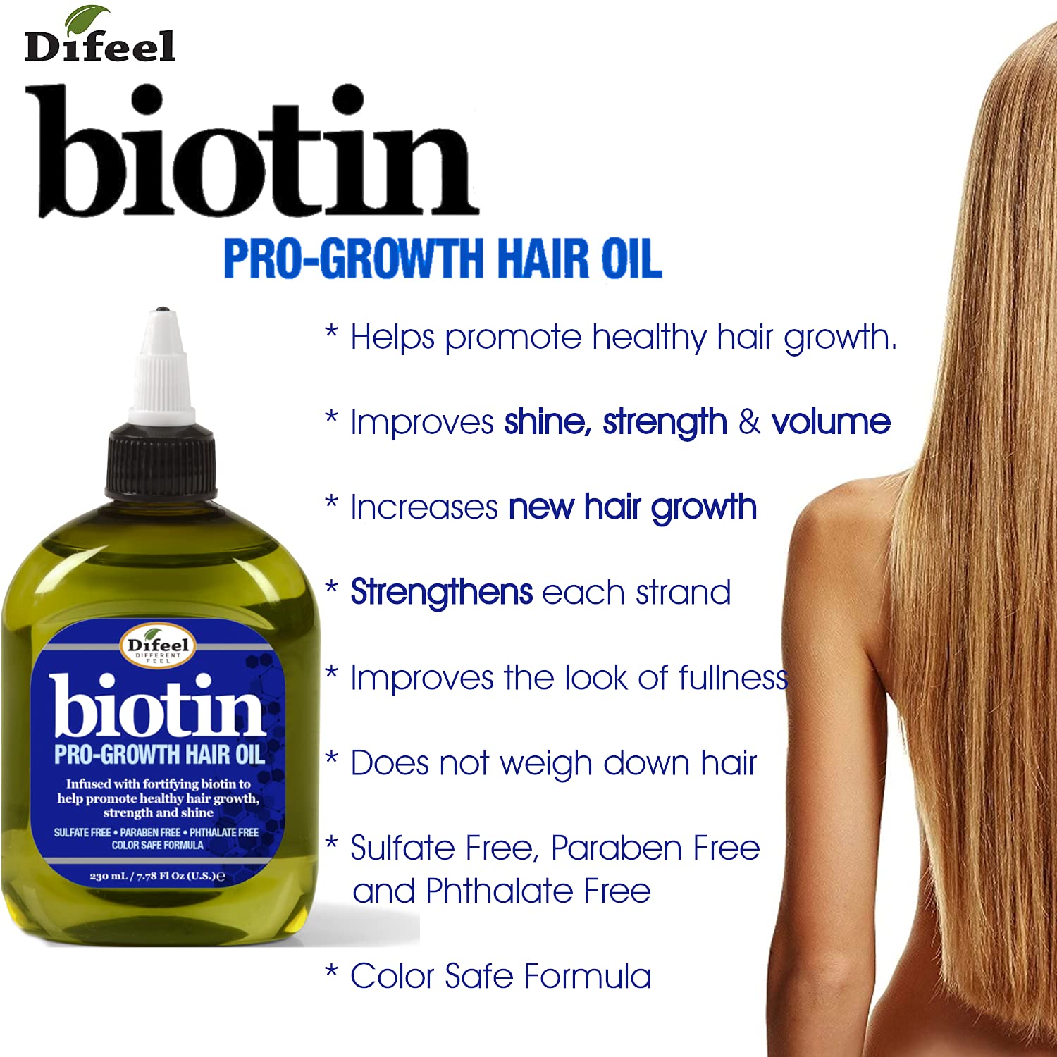Difeel Premium Biotin Hair Oil 7.78 oz.