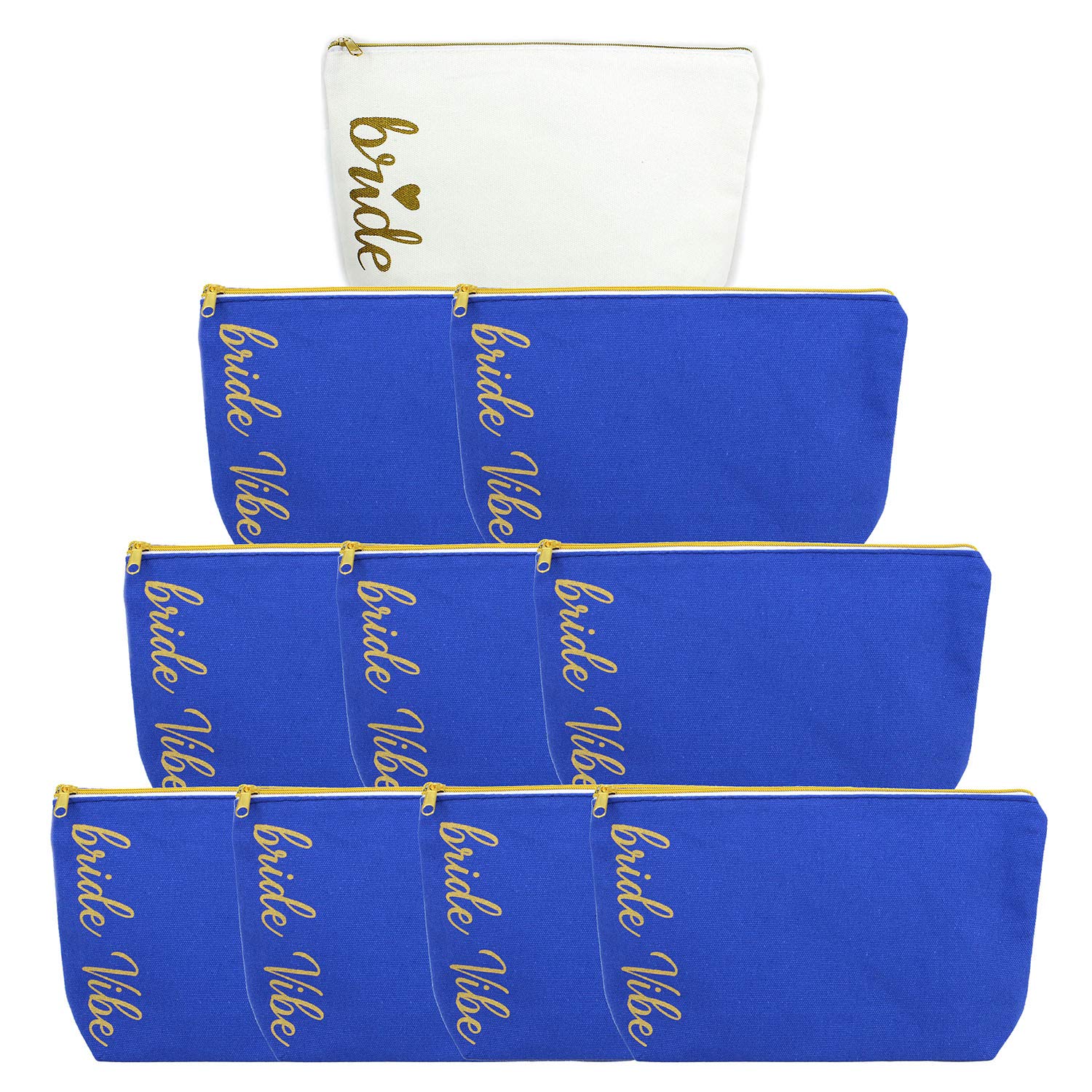 Set of 10 Bachelorette Party Bridal & Bridesmaids Makeup Bags Bridesmaid Proposal Gifts Cosmetic Bag