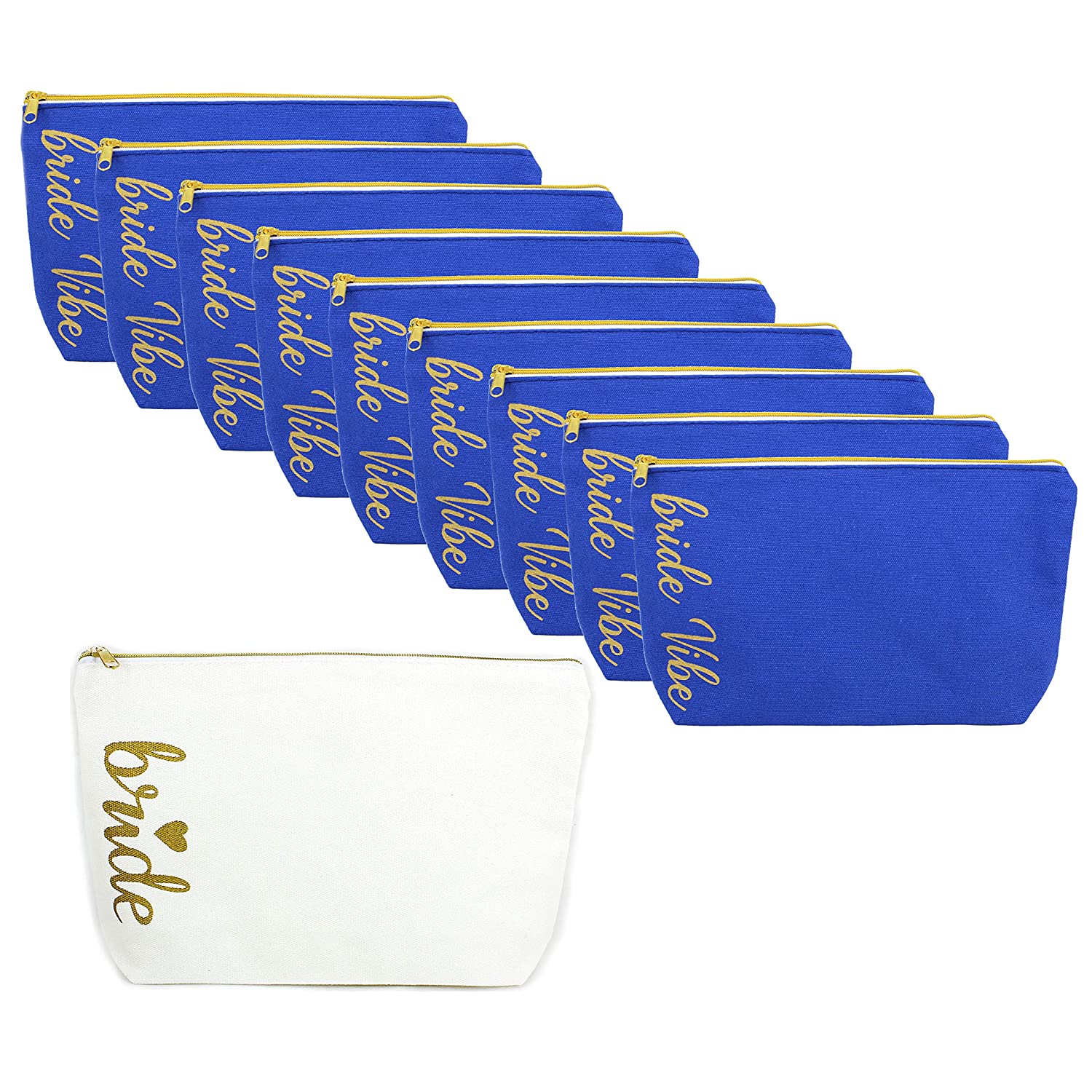Set of 10 Bachelorette Party Bridal & Bridesmaids Makeup Bags Bridesmaid Proposal Gifts Cosmetic Bag