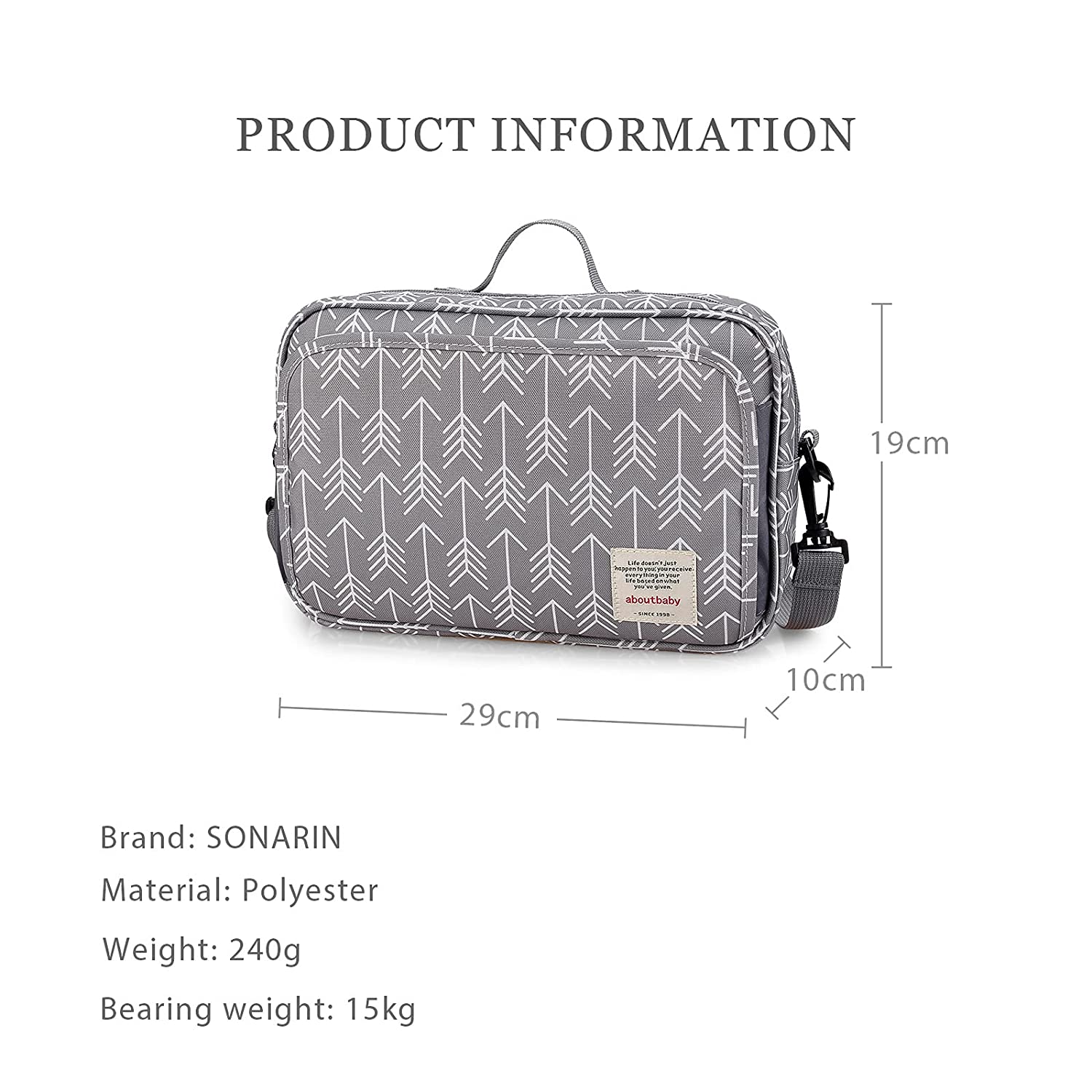 SONARIN Pram Buggy Bag Organiser & Stroller Organiser,Large Stroller Storage with Deep Cup Holder,2