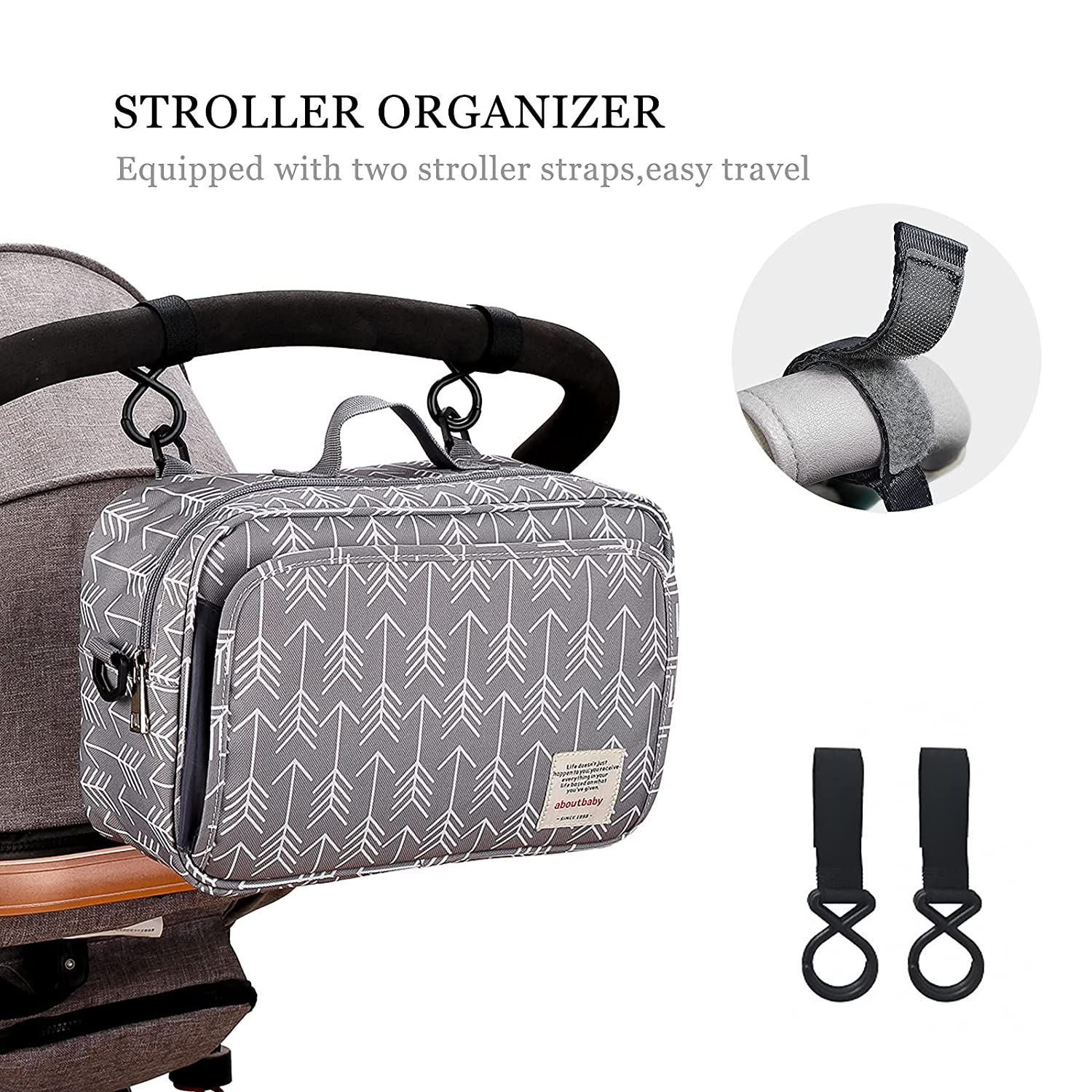 SONARIN Pram Buggy Bag Organiser & Stroller Organiser,Large Stroller Storage with Deep Cup Holder,2
