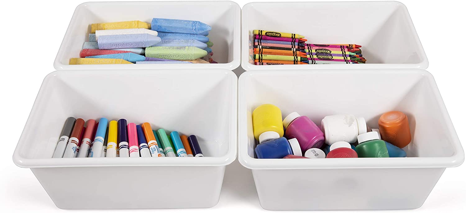 Humble Crew, White Small Plastic Storage Bins, Set of 4