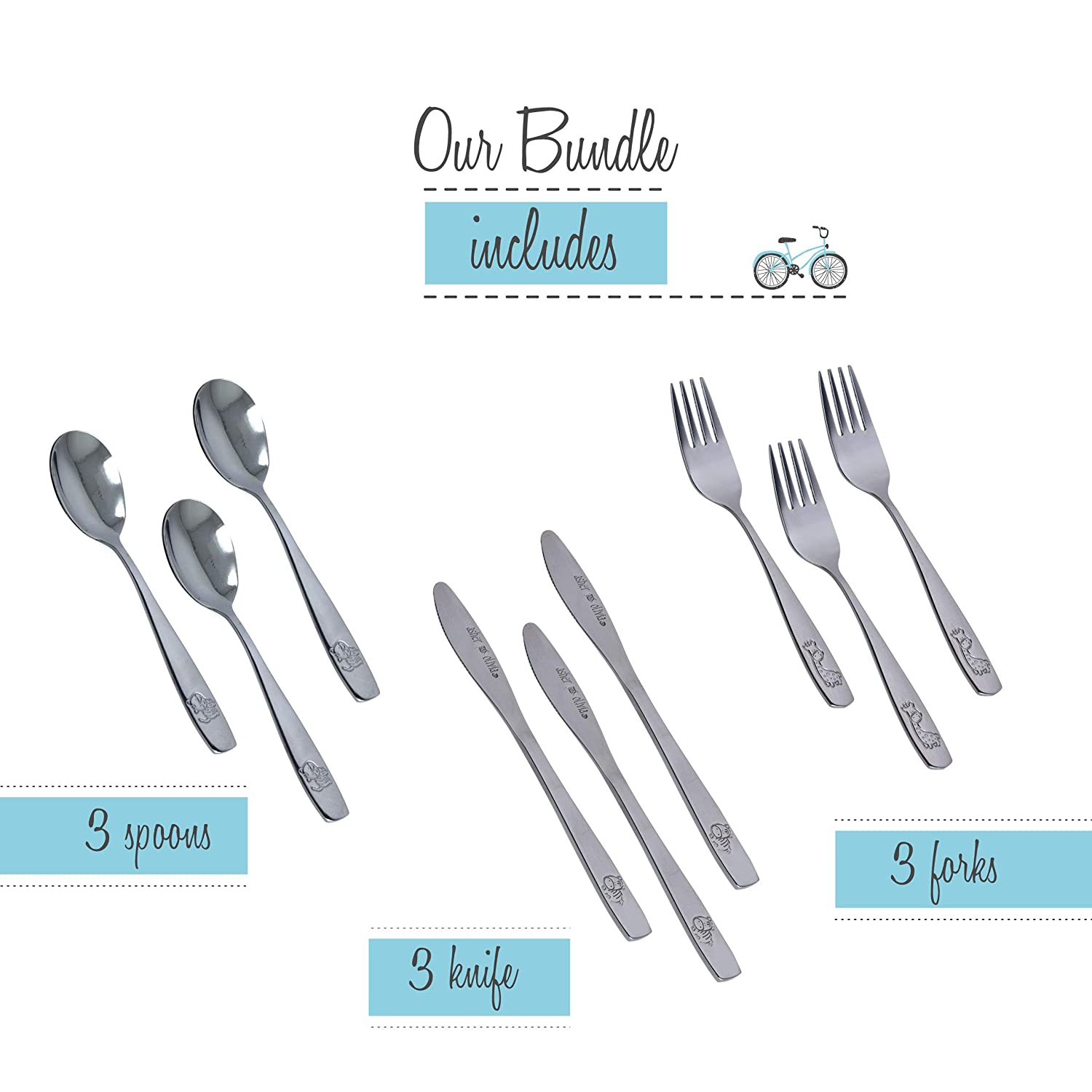 Kids and Toddler Utensils Silverware Set \xe2\x80\x93 9-Piece Toddler Silverware Includes 3 Forks 3 
