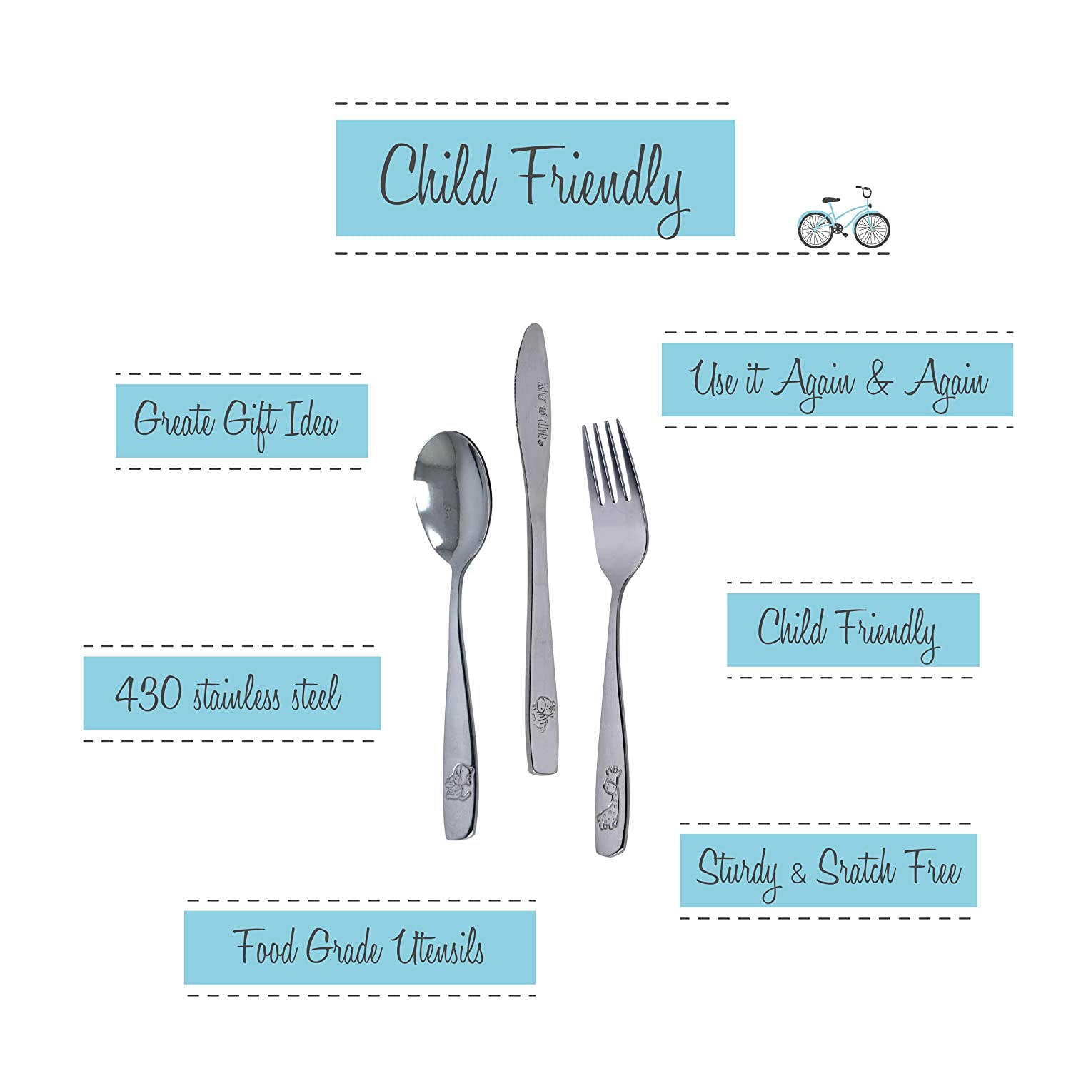 Kids and Toddler Utensils Silverware Set \xe2\x80\x93 9-Piece Toddler Silverware Includes 3 Forks 3 