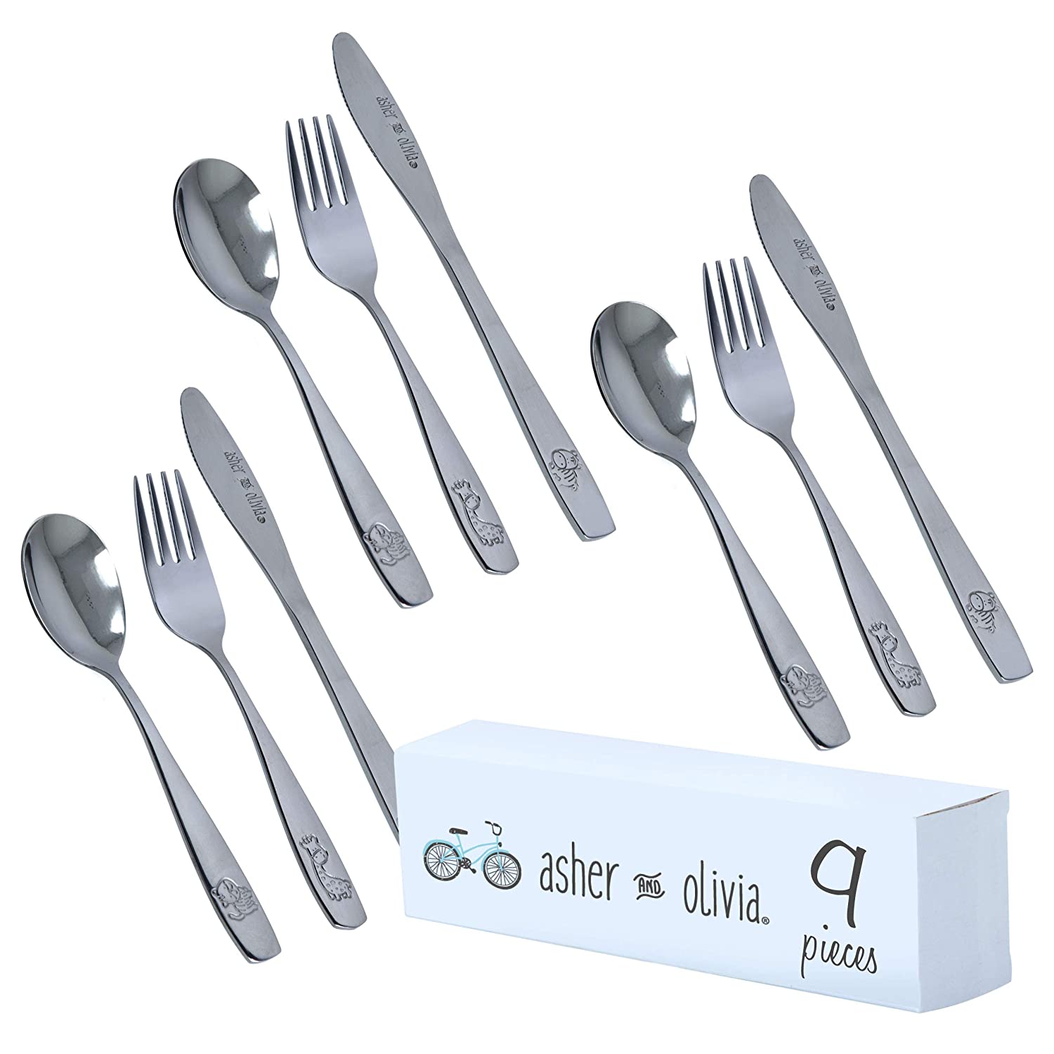 Kids and Toddler Utensils Silverware Set \xe2\x80\x93 9-Piece Toddler Silverware Includes 3 Forks 3 