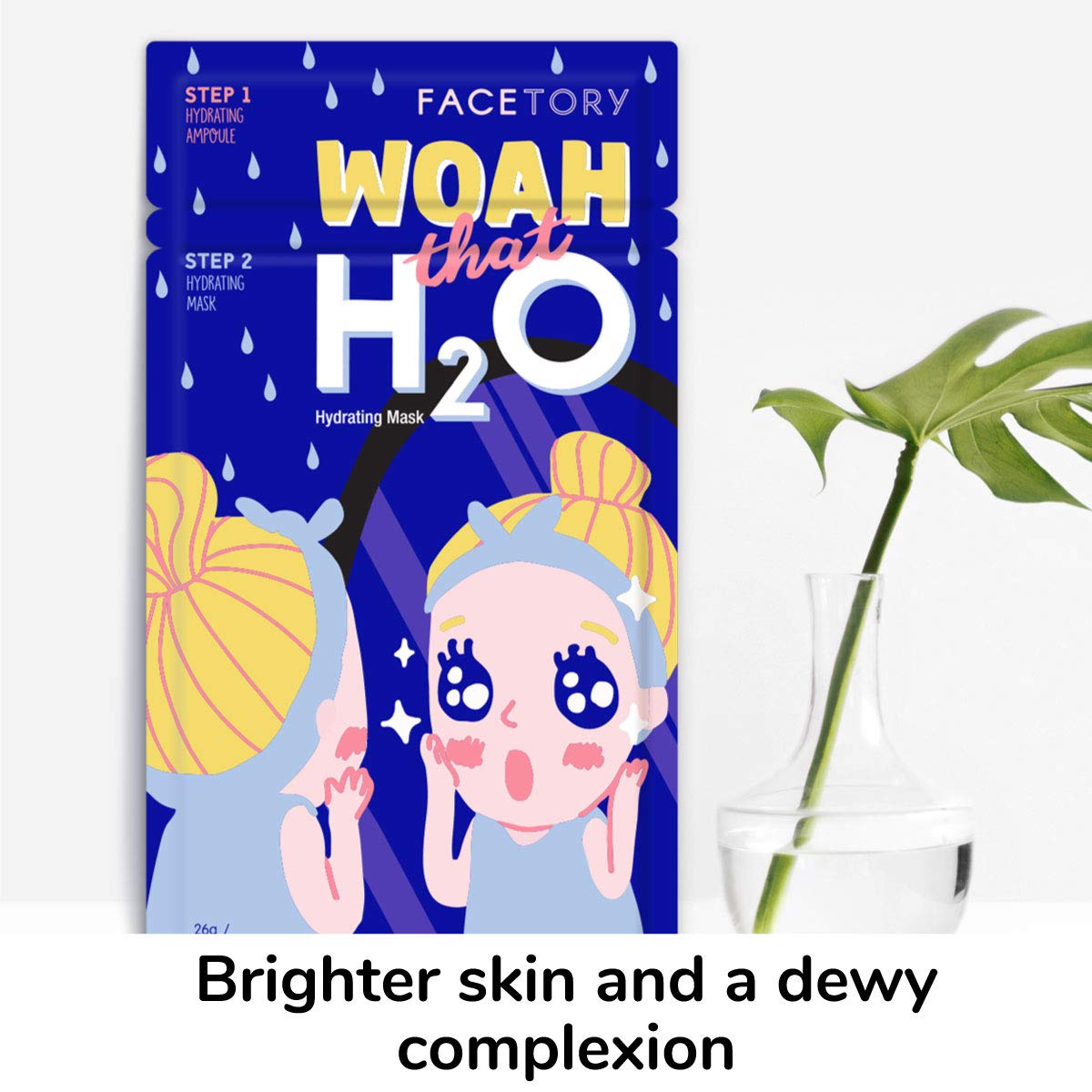 FaceTory Woah that H2O Hydrating 2-Step Hyaluronic Acid and Ceramide Mask - Strengthening and Hydrat