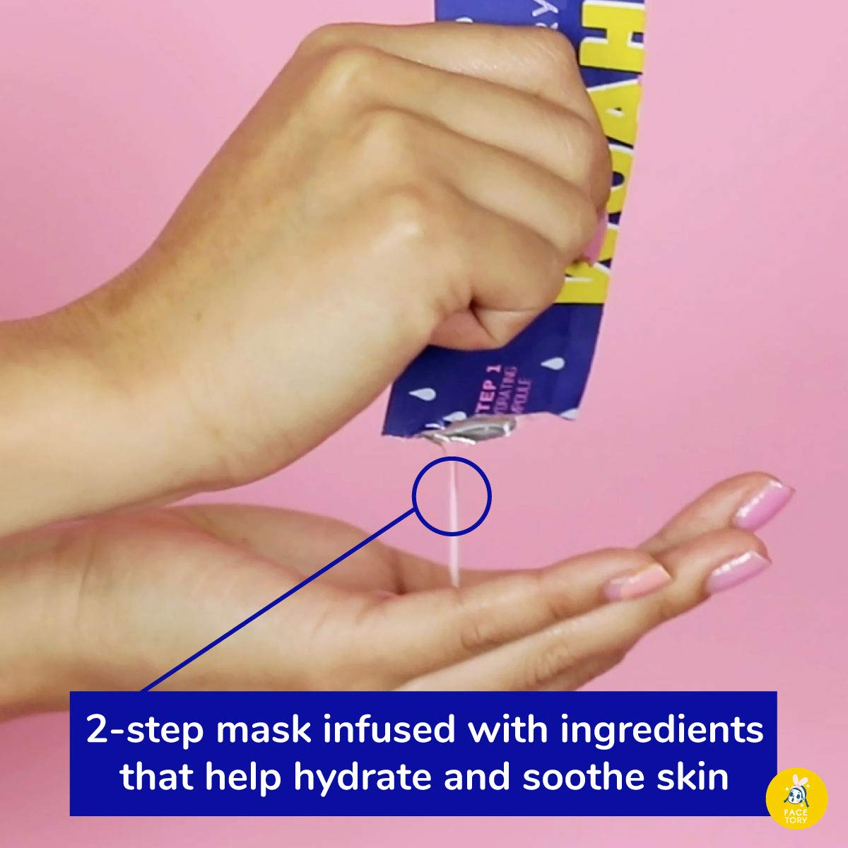 FaceTory Woah that H2O Hydrating 2-Step Hyaluronic Acid and Ceramide Mask - Strengthening and Hydrat