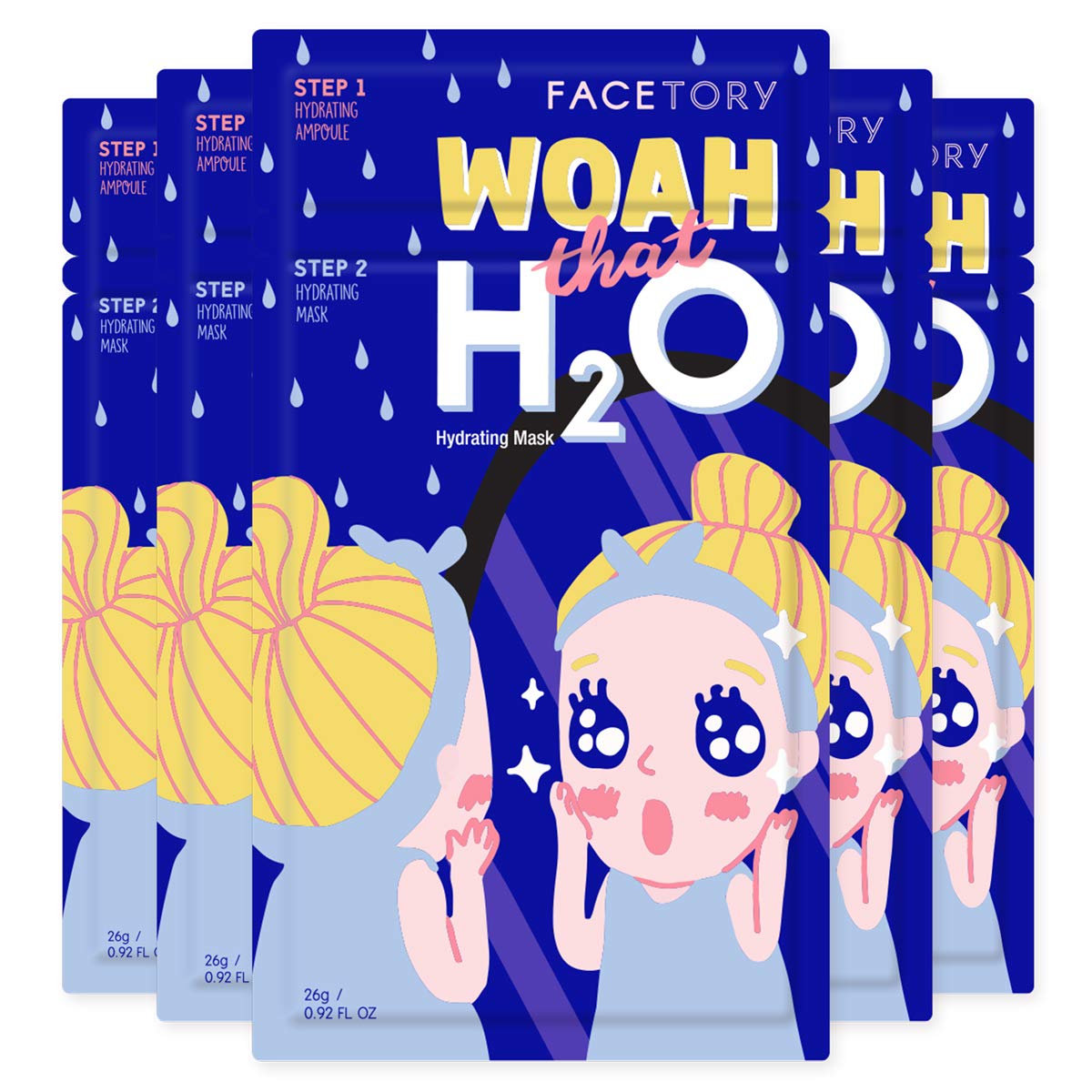 FaceTory Woah that H2O Hydrating 2-Step Hyaluronic Acid and Ceramide Mask - Strengthening and Hydrat