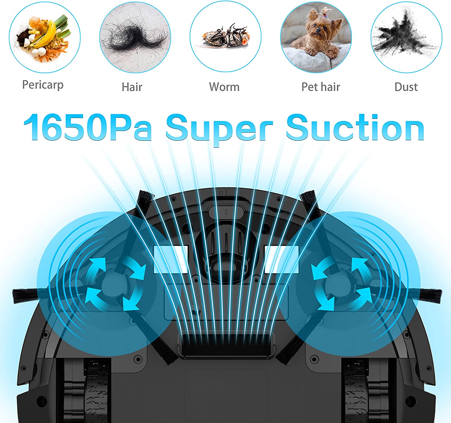 Robotic Vacuum Cleaner, VICTONY 2 in 1 Mopping Robot Vacuum Cleaner, Super-Thin, Ideal for Hard Floo