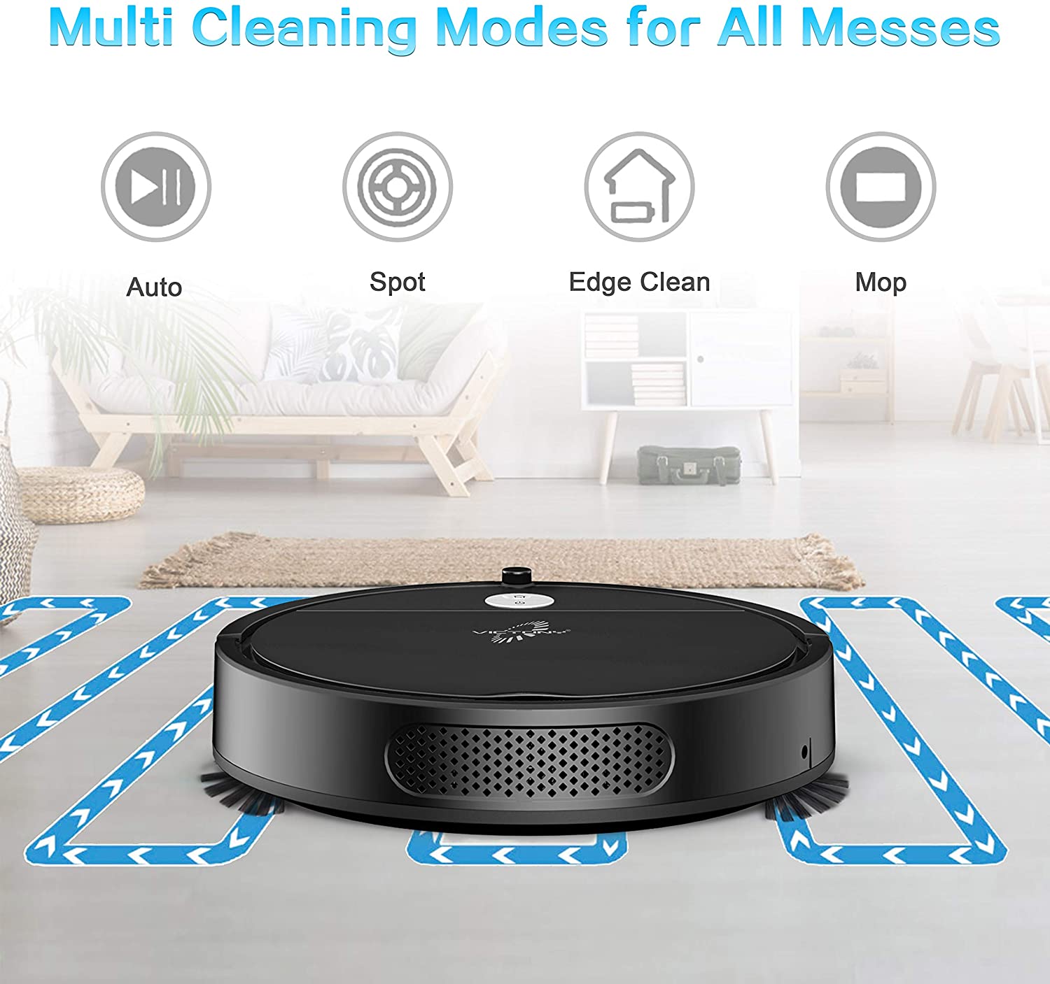 Robotic Vacuum Cleaner, VICTONY 2 in 1 Mopping Robot Vacuum Cleaner, Super-Thin, Ideal for Hard Floo