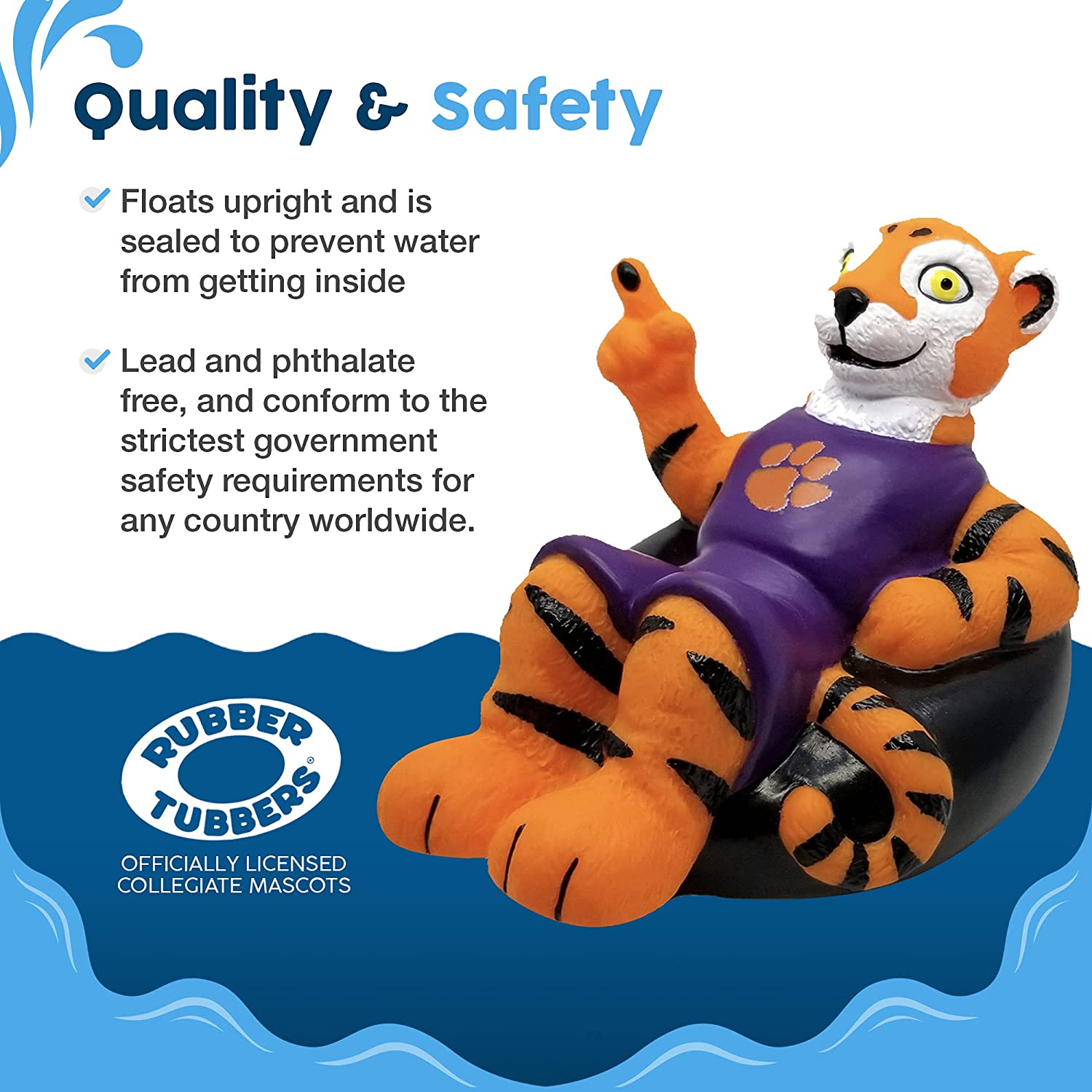 Rubber Tubbers Clemson University - Premium Bath Toy Collectible Sports Memorabilia - First Ever Col