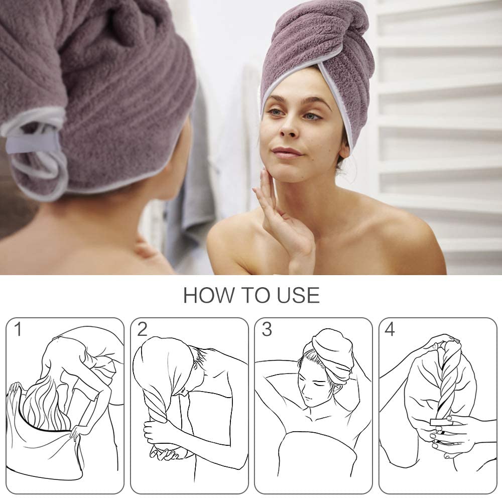 Sunland Hair Towel Wrap for Women Microfiber Hair Drying Towels, Super Absorbent Quick Dry Magic Hai