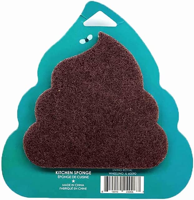 Living Royal Kitchen Sponge (Poop) Fun Novelty Design - Dual Sided Sponge and Scrubber