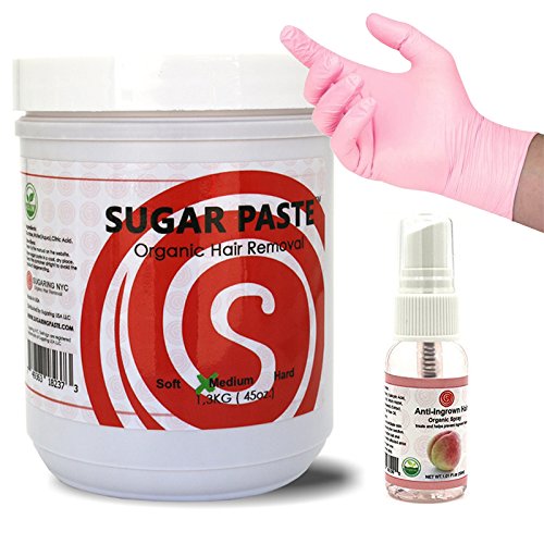 Sugaring Paste for Bikini, Brazilian, Legs Sugaring Organic Paste + Anti-Ingrown Solution, Set of Su