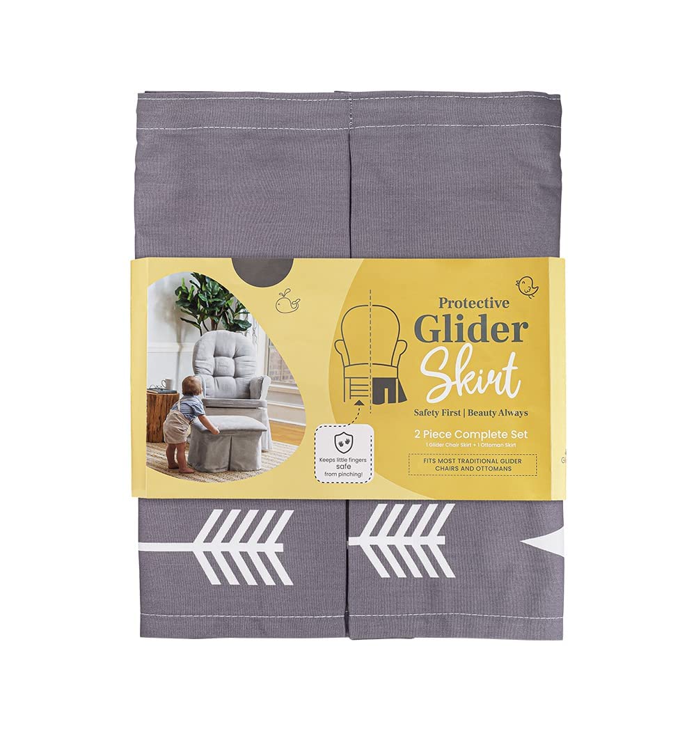 Glider Skirt, Universal Fit Safety Skirt for Glider Chair and Ottoman for Nursery, Baby Proofing