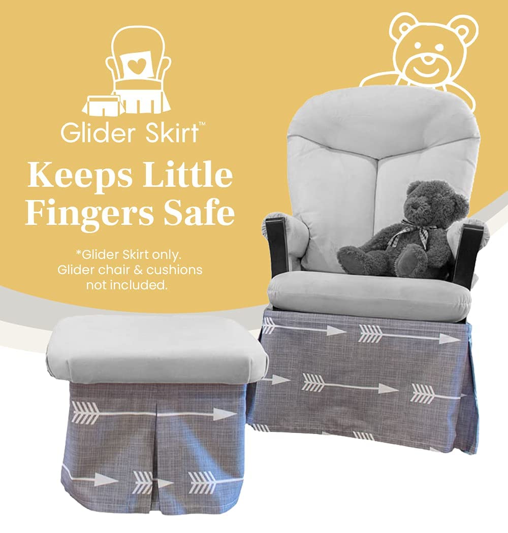 Glider Skirt, Universal Fit Safety Skirt for Glider Chair and Ottoman for Nursery, Baby Proofing
