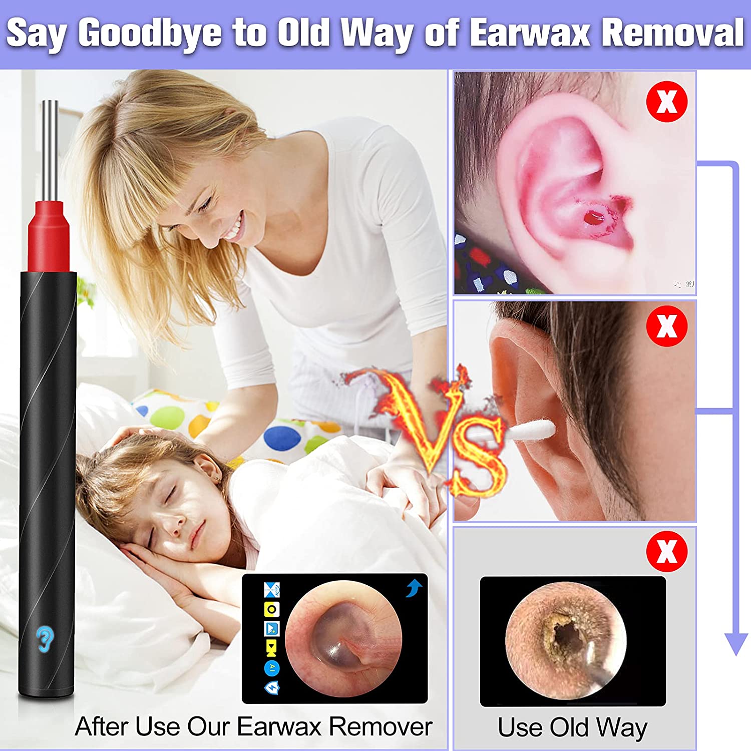Urbesty Ear Wax Removal Tool, Earwax Removal Camera with 6 LED Lights, 1080P HD Wireless WiFi Ear Wa