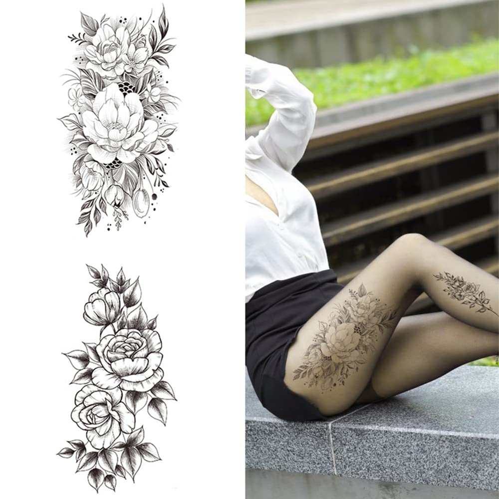 CONOBO 10 Sheets Large 3D Temporary Tattoos Stickers For Women Men Half Sleeve Realistic Animals Flo