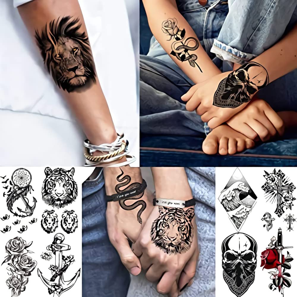 CONOBO 10 Sheets Large 3D Temporary Tattoos Stickers For Women Men Half Sleeve Realistic Animals Flo