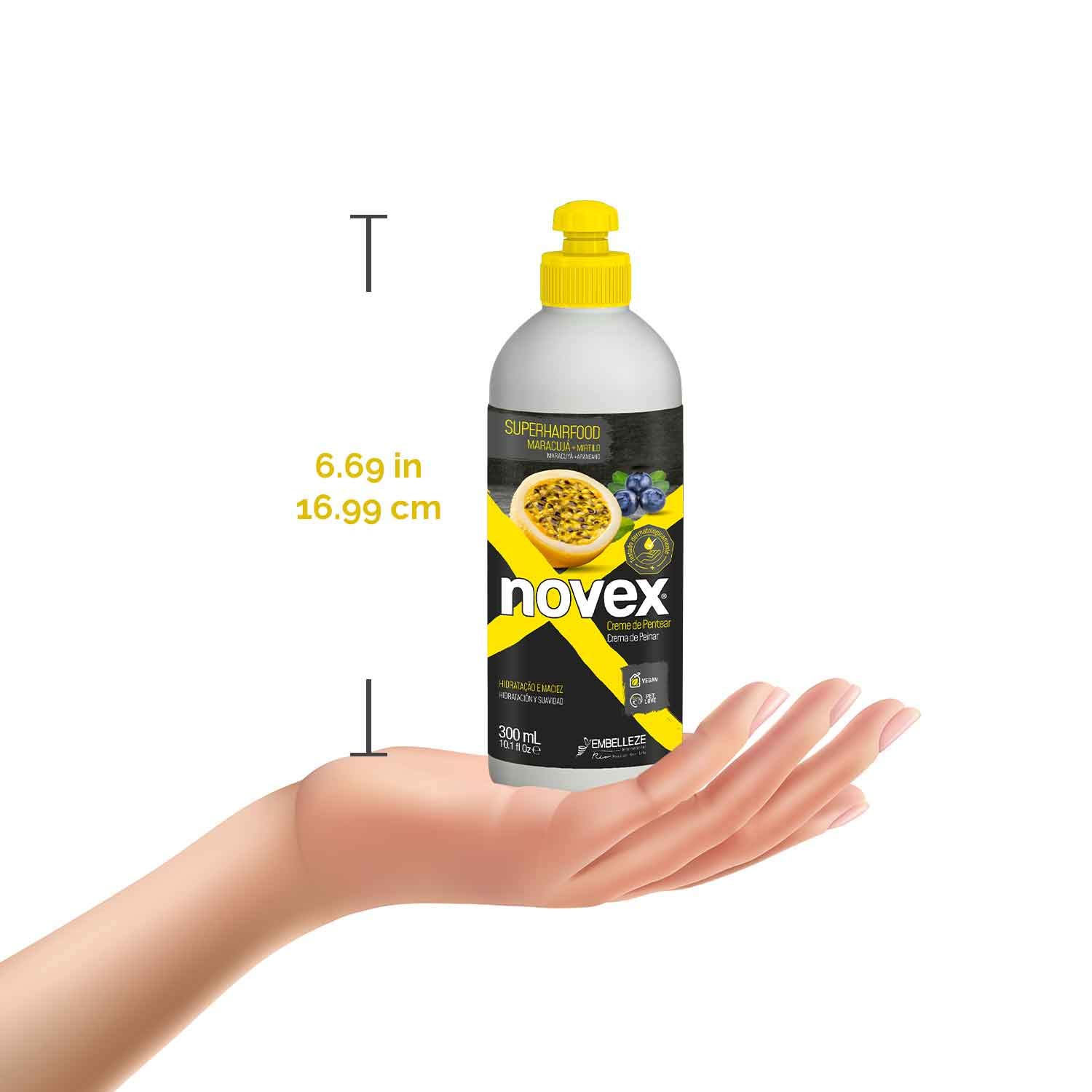 Novex Hair Care SuperFood Passion Fruit & Blueberry Leave In - 300g/10oz- VEGAN Formula. Oil control