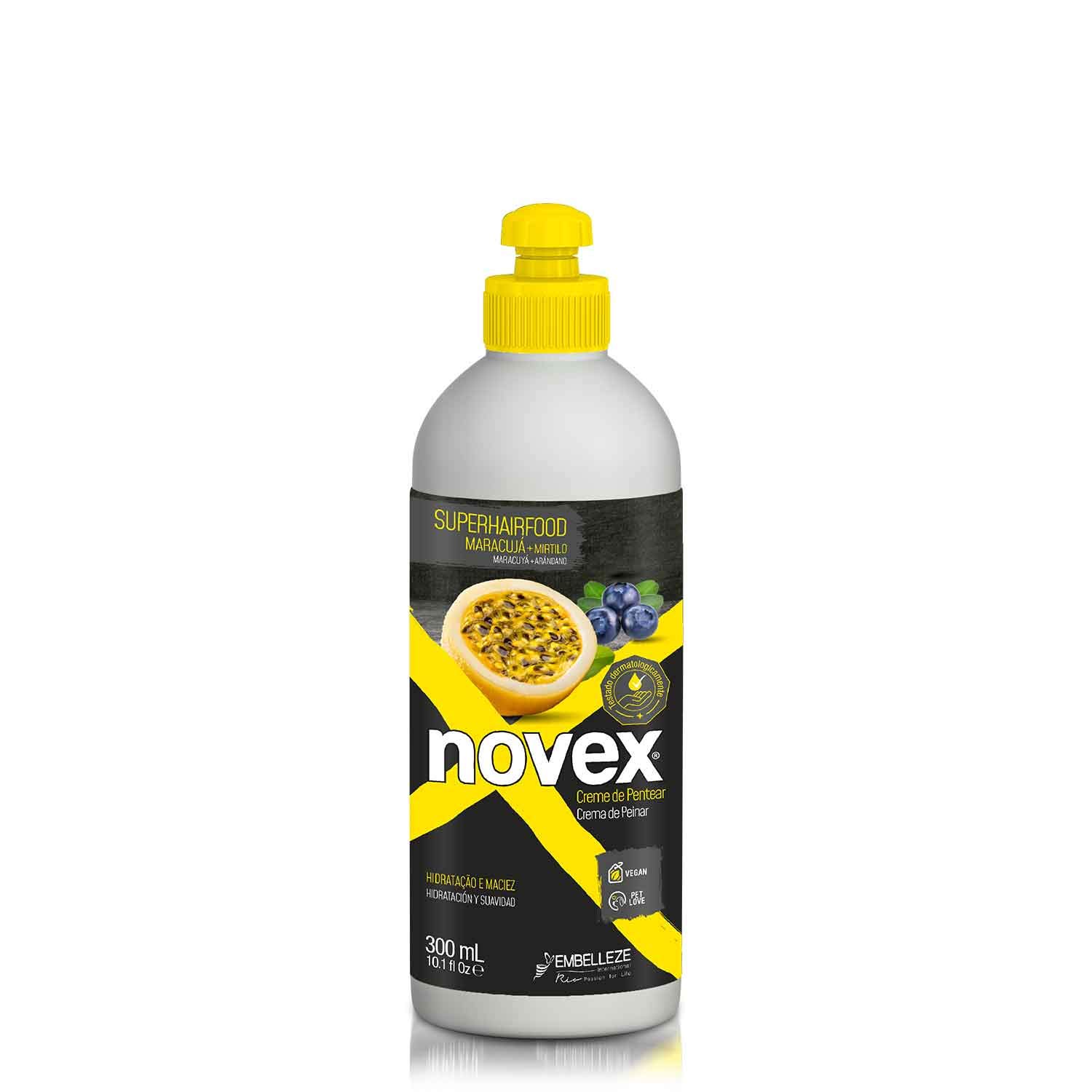 Novex Hair Care SuperFood Passion Fruit & Blueberry Leave In - 300g/10oz- VEGAN Formula. Oil control