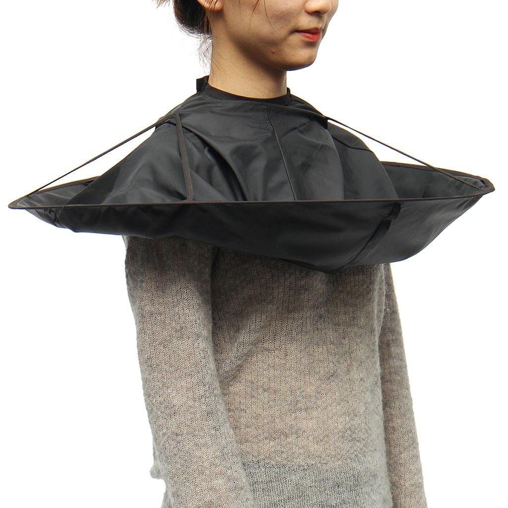 Bonarty Hair Cutting Cloak Umbrella Cape Hairdresser Barber Home Salon Use Stylist Hairdressing (Bla