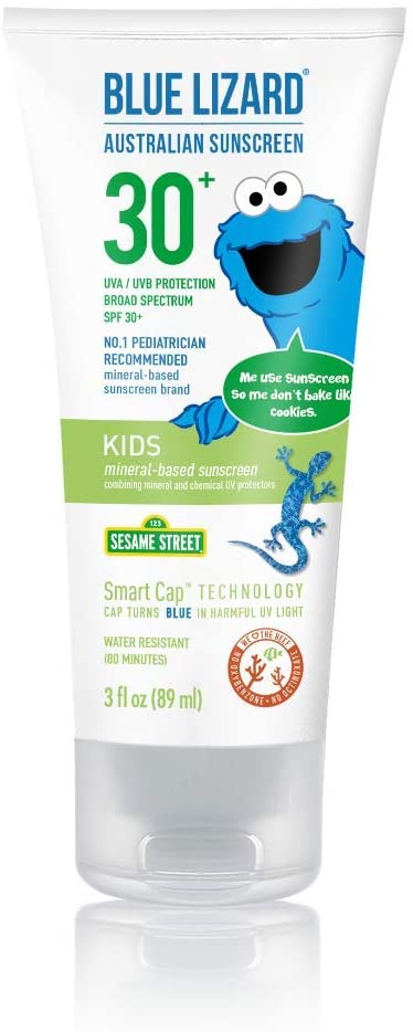 Blue Lizard Kids Mineral Sunscreen with Zinc Oxide, SPF 30+, Water Resistant, UVA/UVB Protection wit
