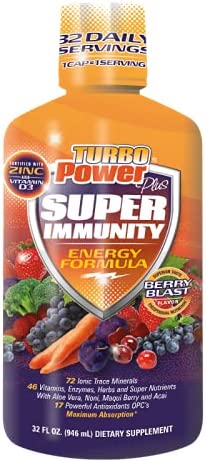 Turbo Power Plus Super Immunity 32 Oz. Liquid Energy Formula: 72 Natural Plant-Based Minerals, 17 Po