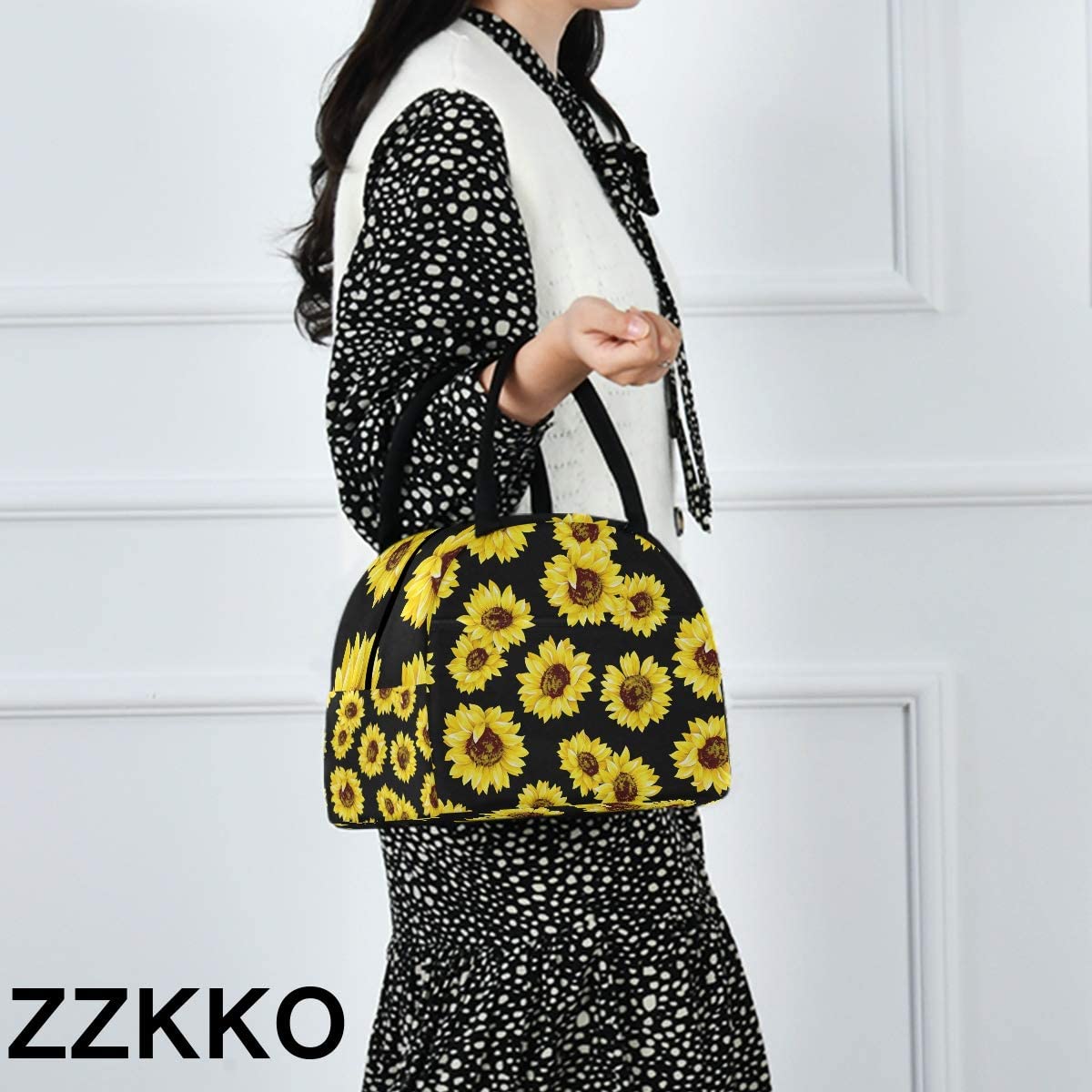 ZZKKO Sunflower Summer Lunch Bag Box Tote Organizer Lunch Container Insulated Zipper Meal Prep Coole