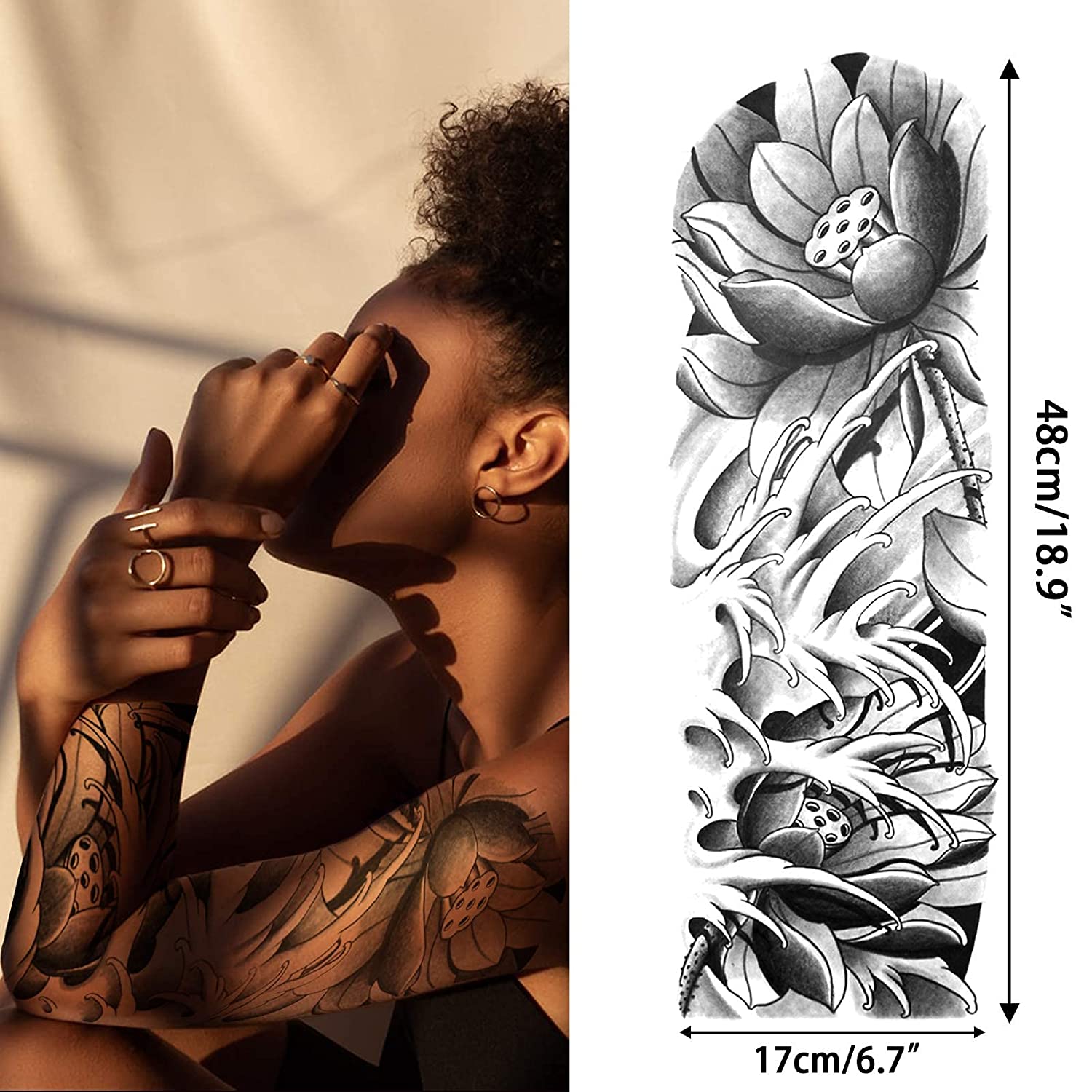 Aresvns Temporary Tattoos for Men and Women 18sheets, Waterproof sleeve tattoos and half arm tattoos