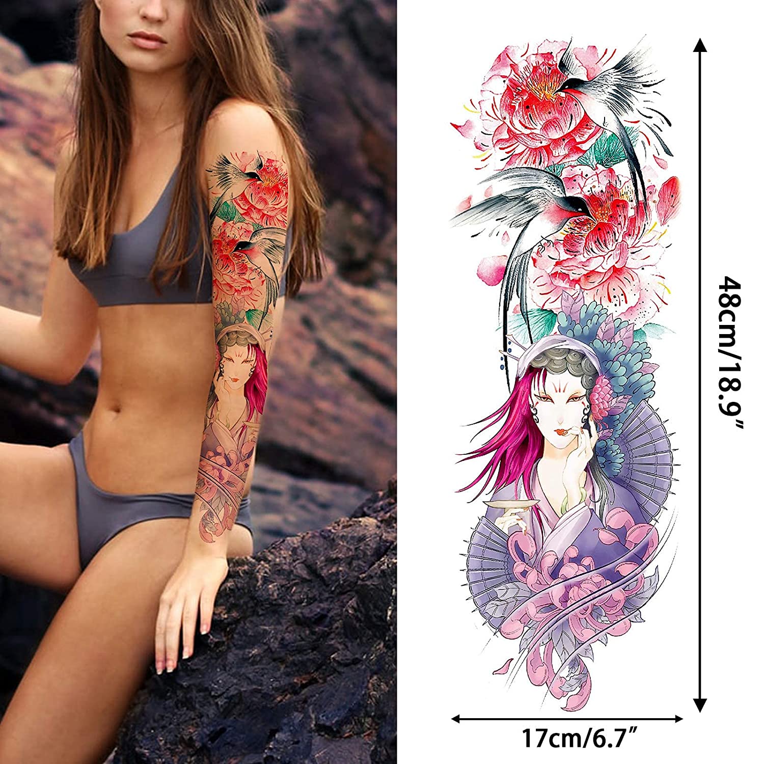 Aresvns Temporary Tattoos for Men and Women 18sheets, Waterproof sleeve tattoos and half arm tattoos