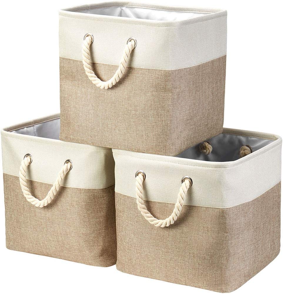 i BKGOO 3Pack Large Foldable Storage Bins，Collapsible Sturdy Cationic Fabric Organizing Storage Ba