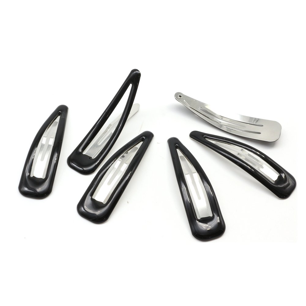 Dofash 12Pcs 7CM/2.75IN Epoxy Snap Hair Clips Large Black Hair Barrettes Big Hair Grips Hair Accesso