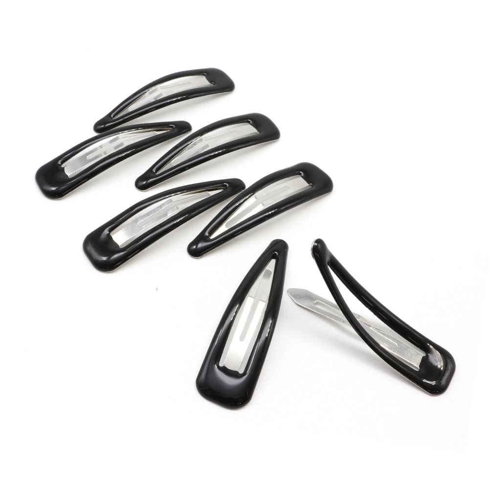 Dofash 12Pcs 7CM/2.75IN Epoxy Snap Hair Clips Large Black Hair Barrettes Big Hair Grips Hair Accesso