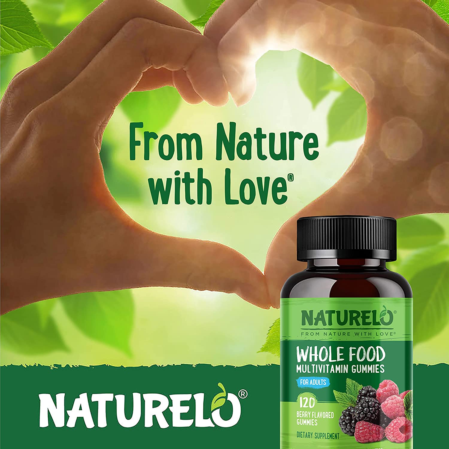 NATURELO Whole Food Vitamin Gummies for Adults - Chewable Gummy Multivitamin for Men & Women - 120 V