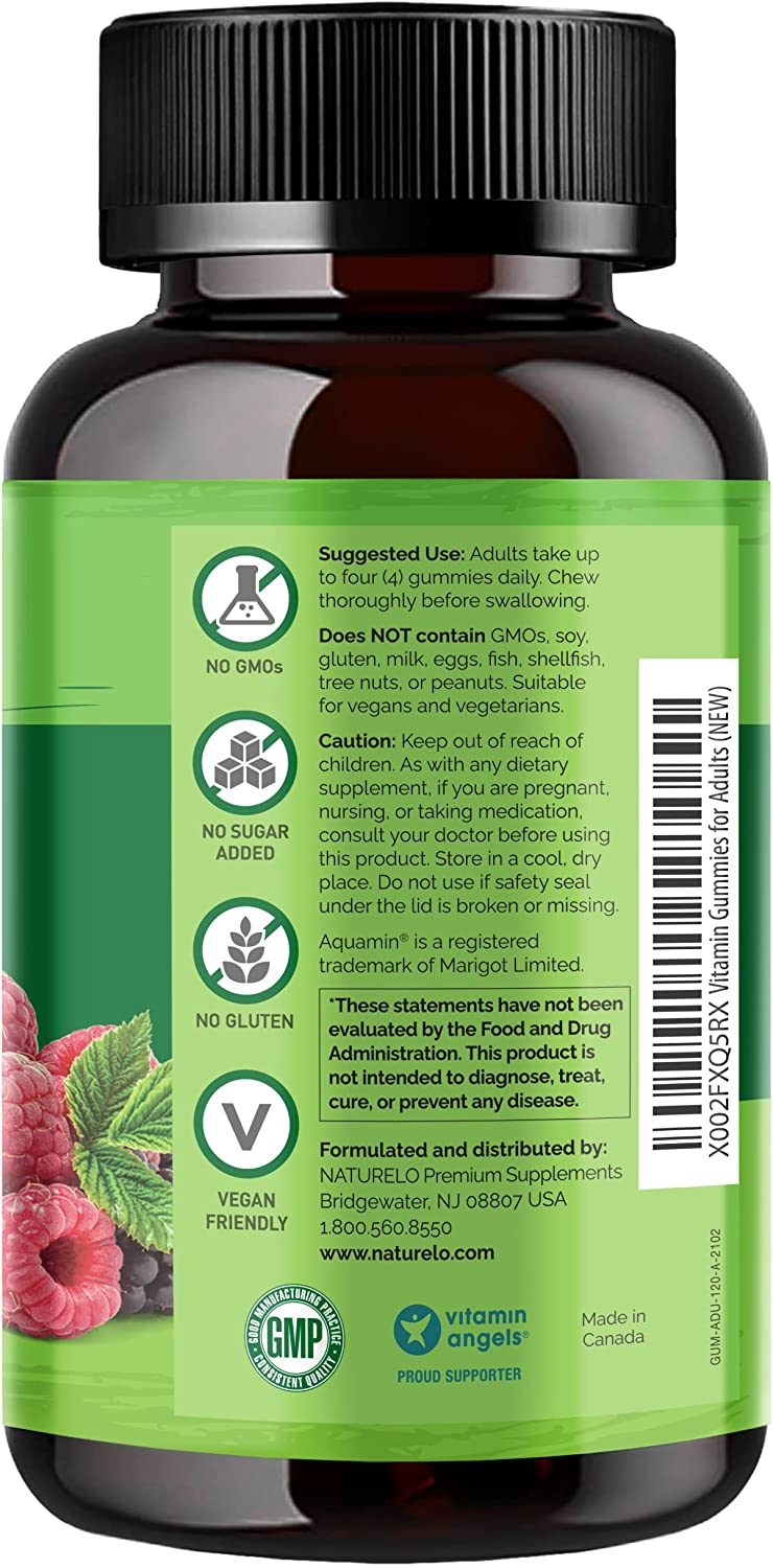 NATURELO Whole Food Vitamin Gummies for Adults - Chewable Gummy Multivitamin for Men & Women - 120 V