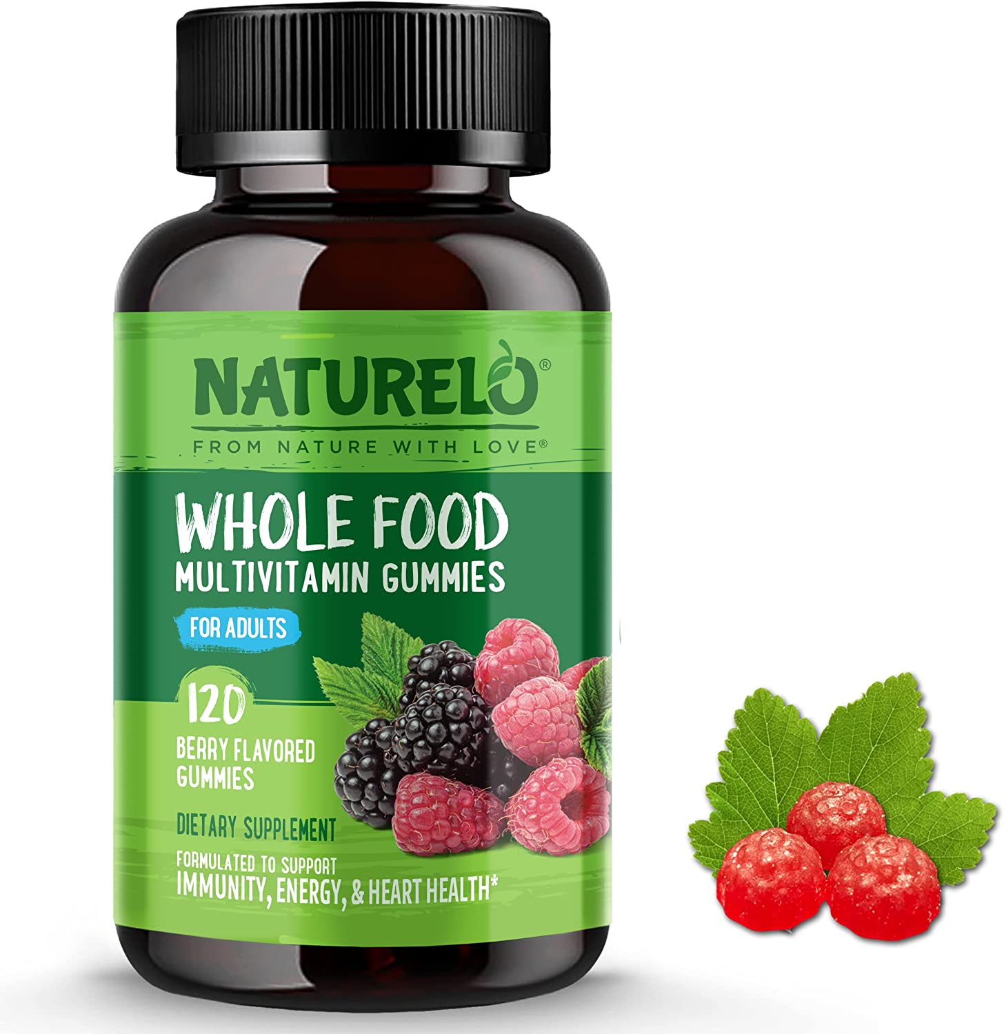 NATURELO Whole Food Vitamin Gummies for Adults - Chewable Gummy Multivitamin for Men & Women - 120 V