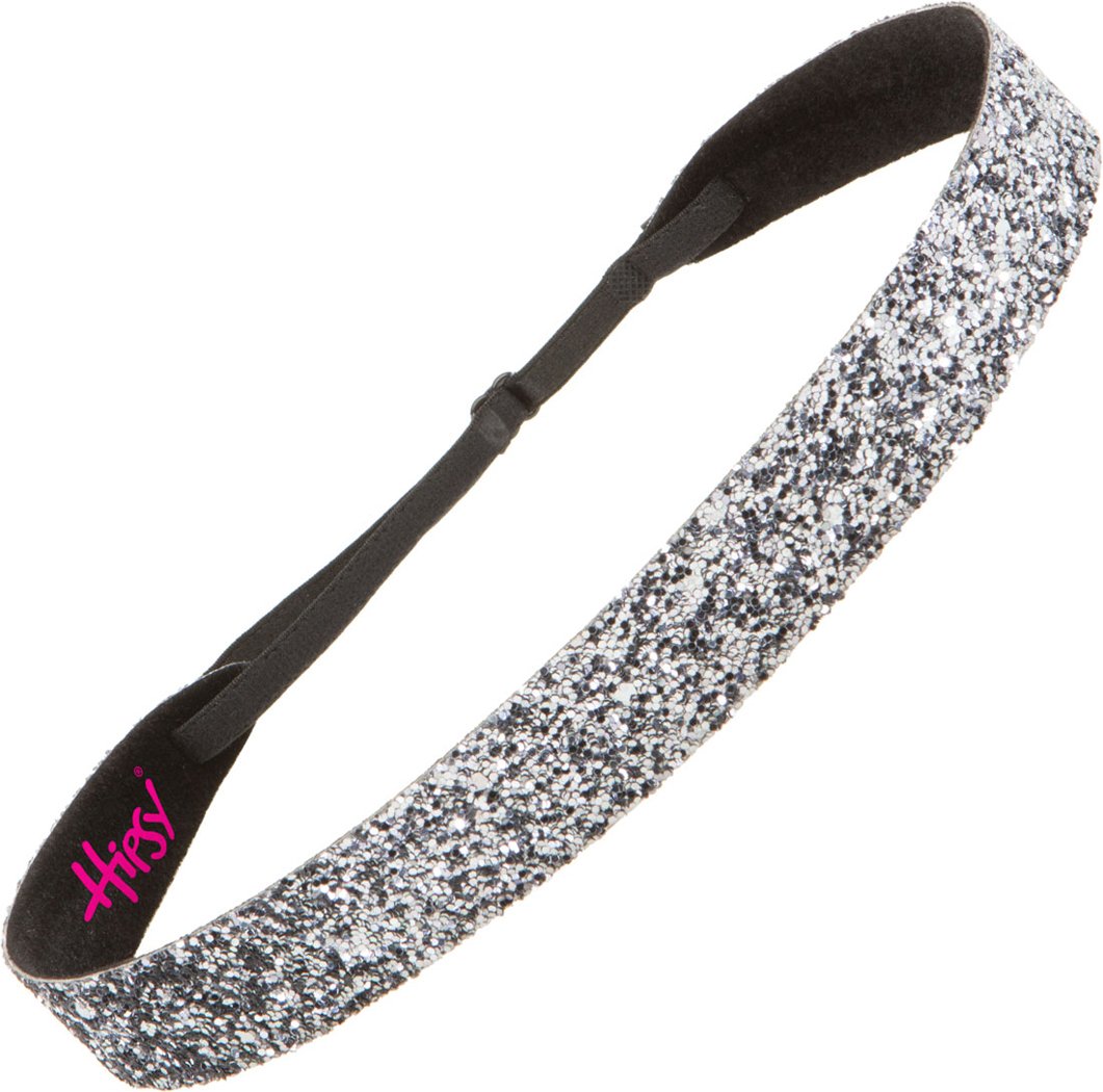 Hipsy Adjustable Non Slip Fashion Wide Bling Glitter Headbands for Women Girls & Teens 2-Pack (Black