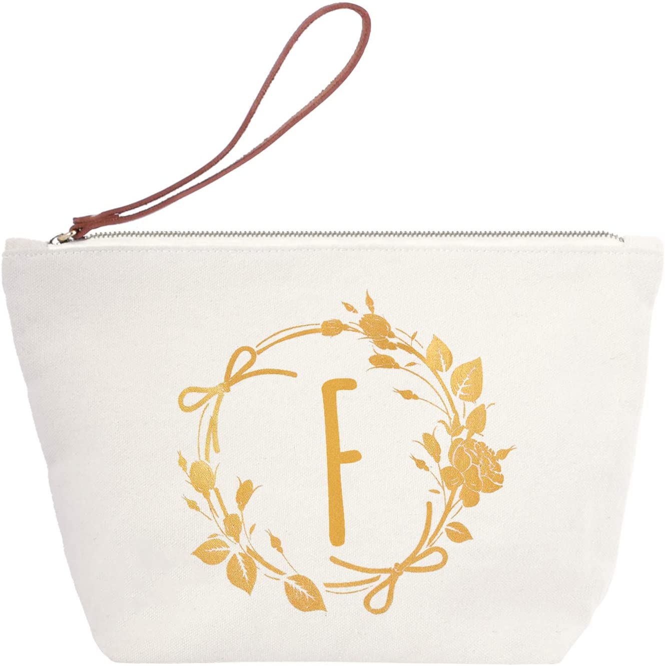 ElegantPark Monogrammed Gifts for Women Personalized Makeup Bag Monogram F Initial Makeup Bag for We