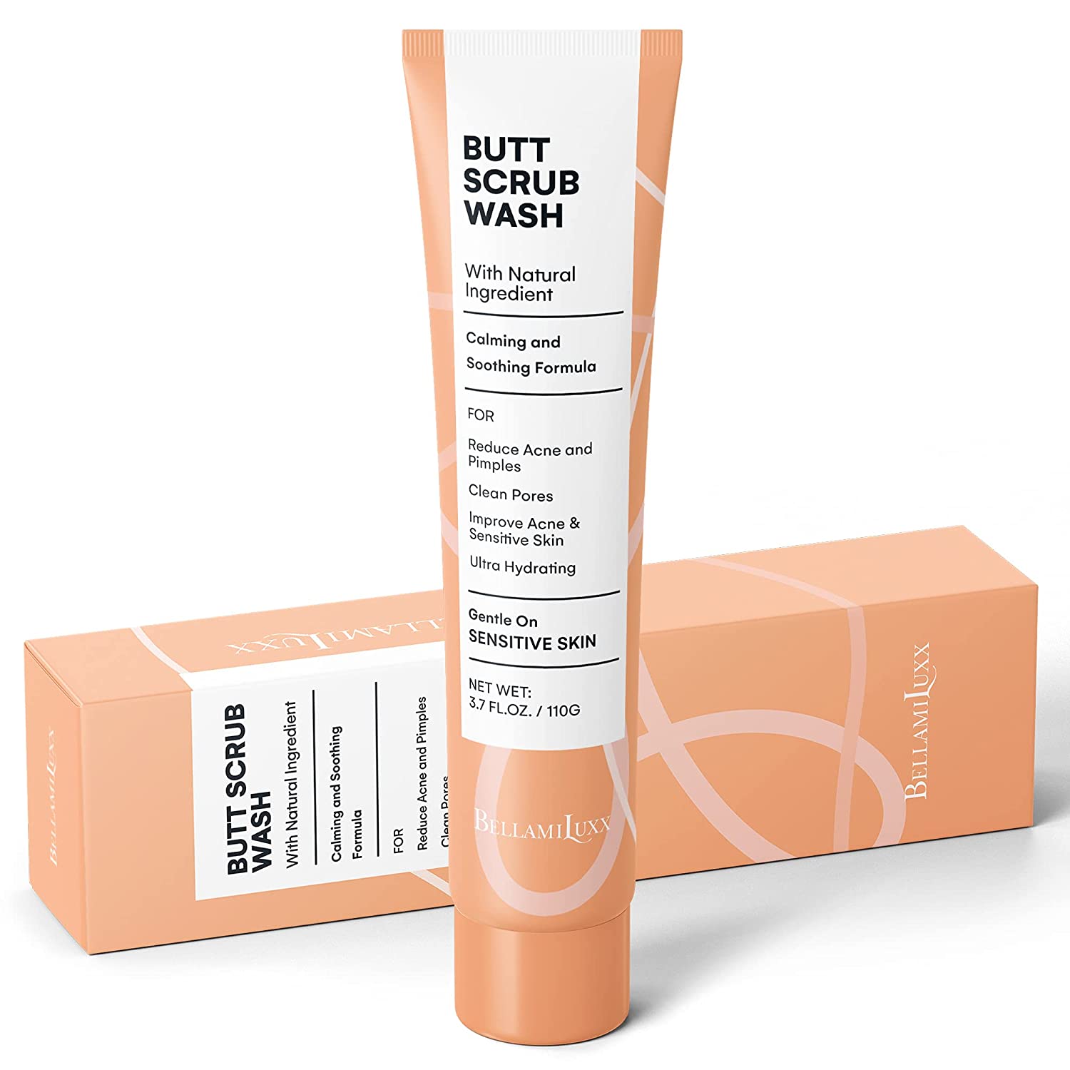 BellamiLuxx Butt Scrub Wash - 110 ml Butt Exfoliating Scrub - Butt Scrub Acne Natural - Skin-Friendl