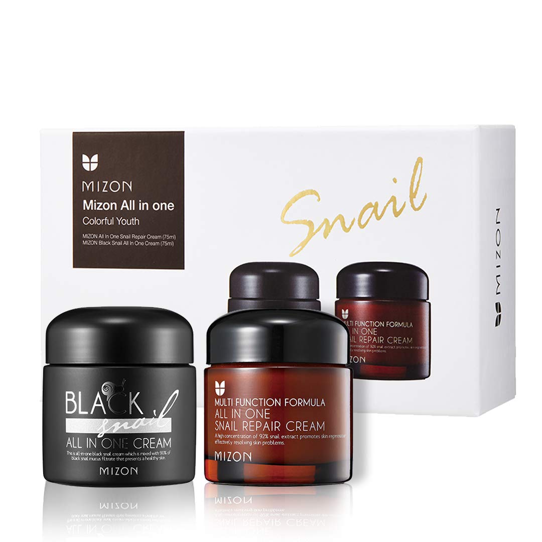 MIZON All-in-1 Snail Repair Cream and Black Snail All-in-1 Cream Korean Skincare Set
