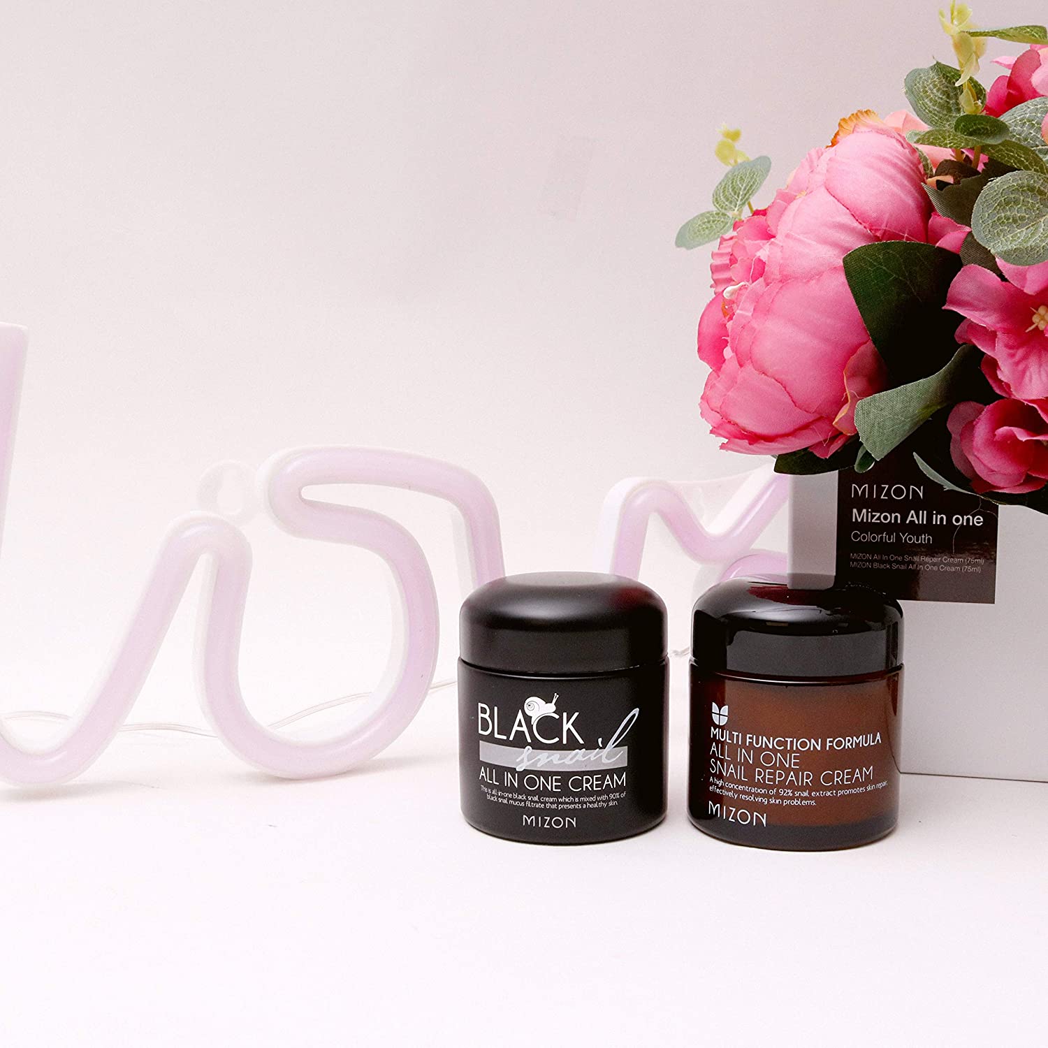MIZON All-in-1 Snail Repair Cream and Black Snail All-in-1 Cream Korean Skincare Set