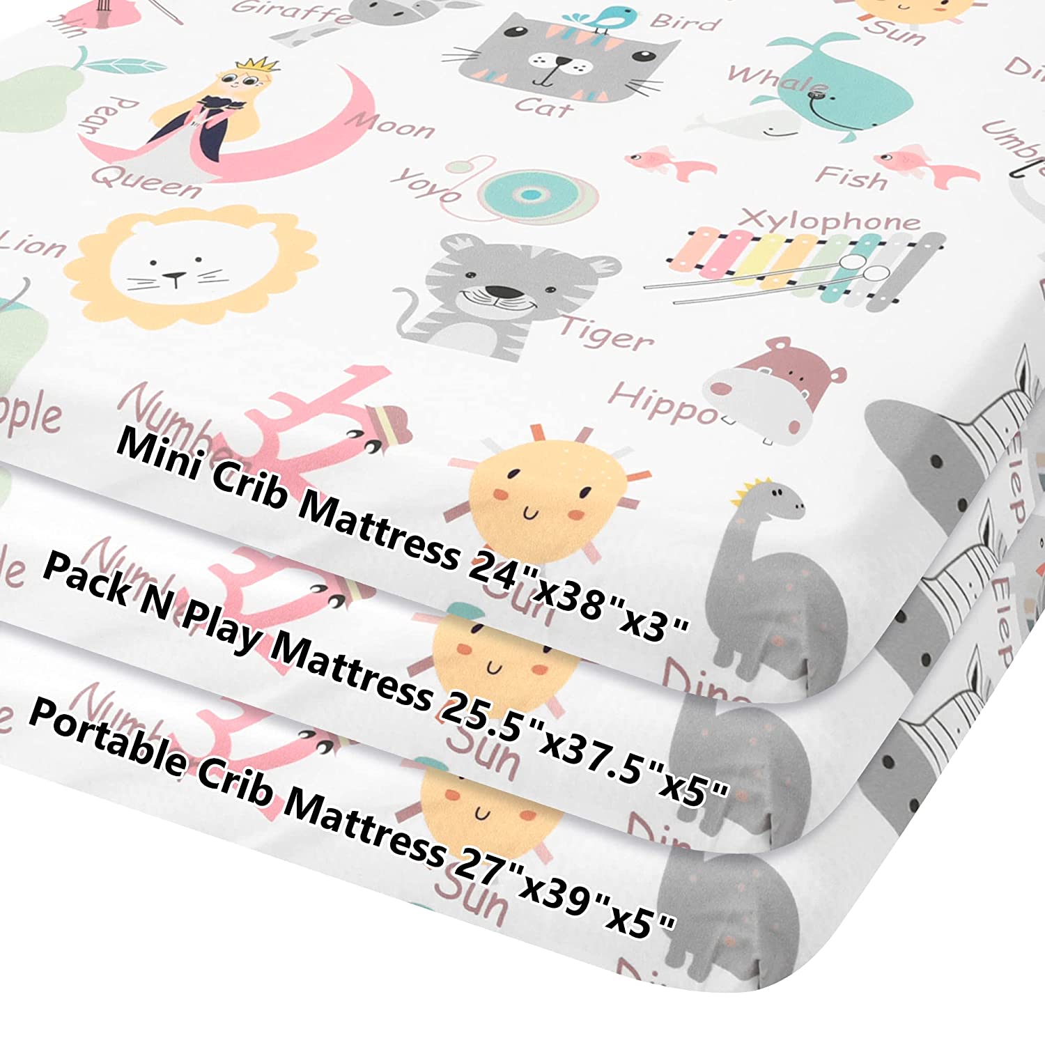 TILLYOU Microfiber Mini Crib Sheets for Baby Boy Girl, Fitted Pack N Play Playard Sheet Set, Super S