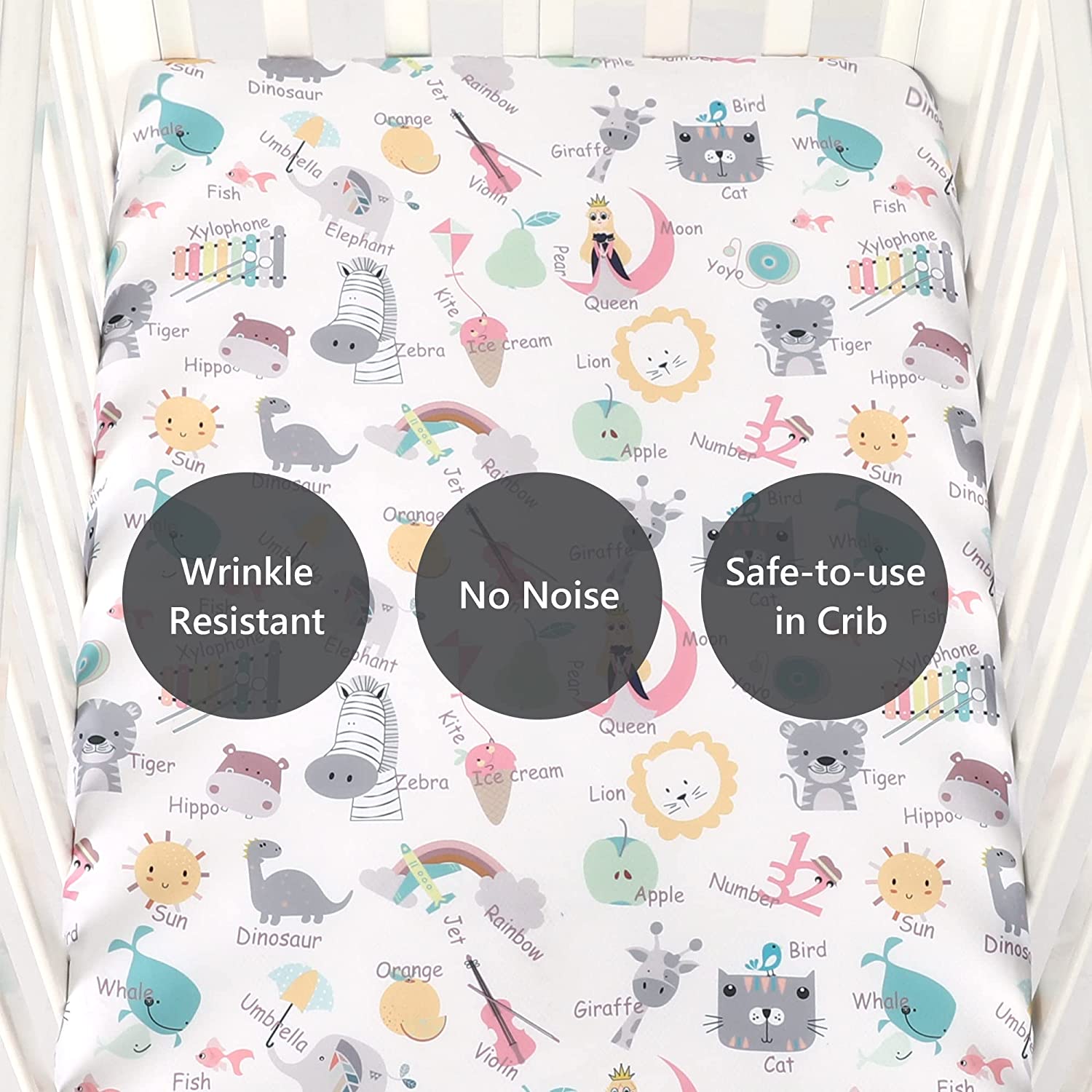 TILLYOU Microfiber Mini Crib Sheets for Baby Boy Girl, Fitted Pack N Play Playard Sheet Set, Super S