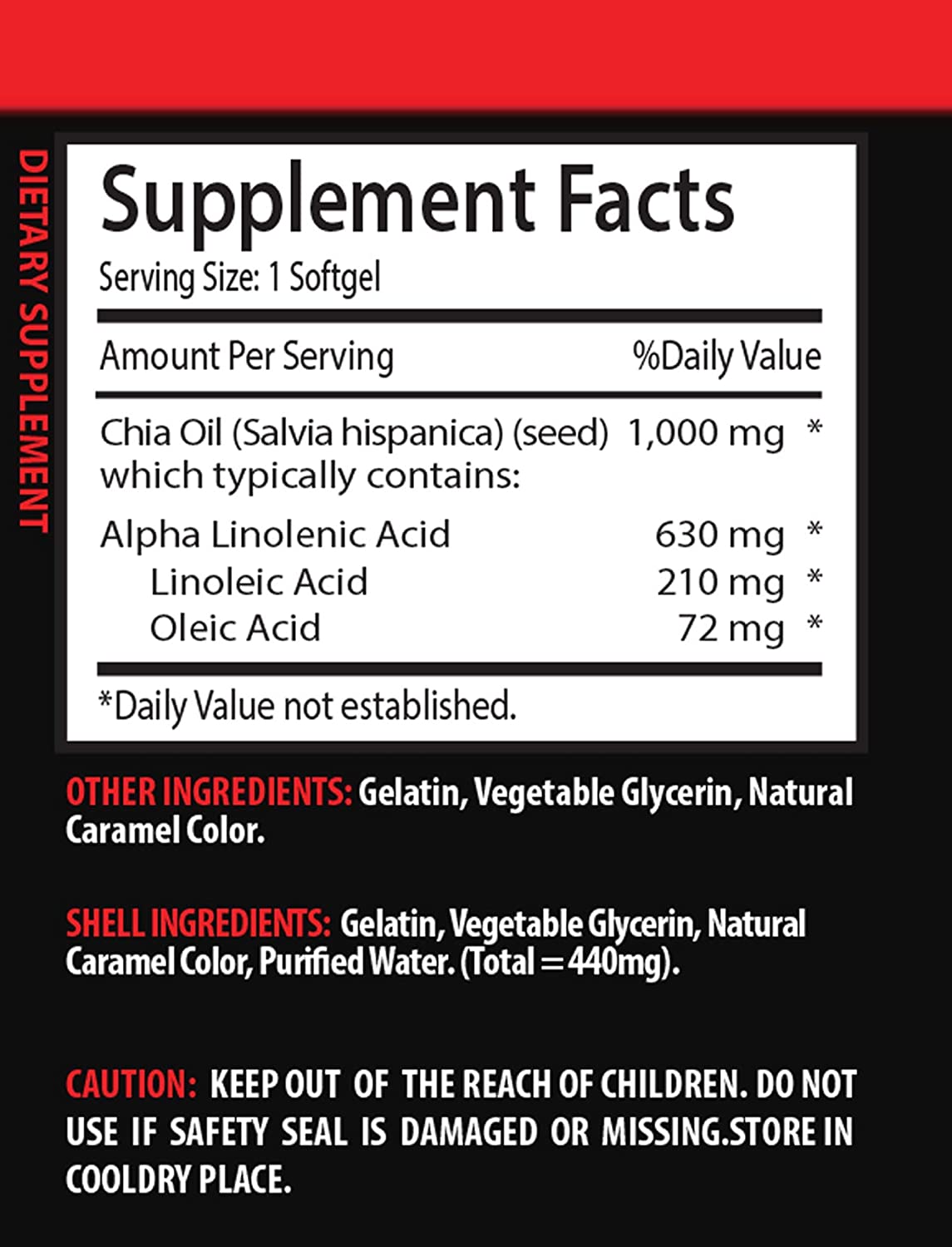 Brain Support Pills - CHIA Seed Extract Oil - chia Seeds - 1 Bottle (60 Softgels)